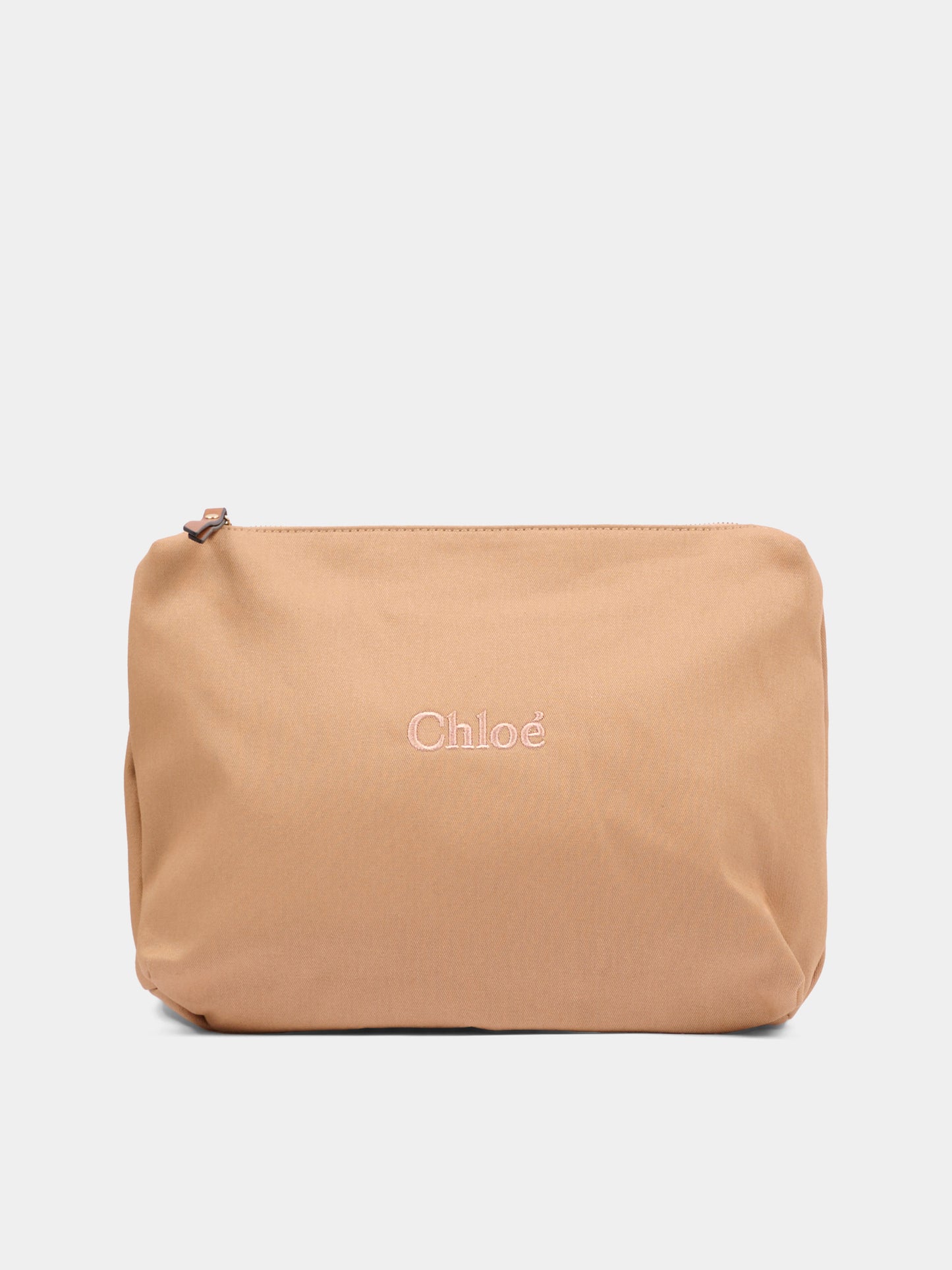 Borsa mamma beige per neonati con logo ricamato,Chloé Kids,C20942 244