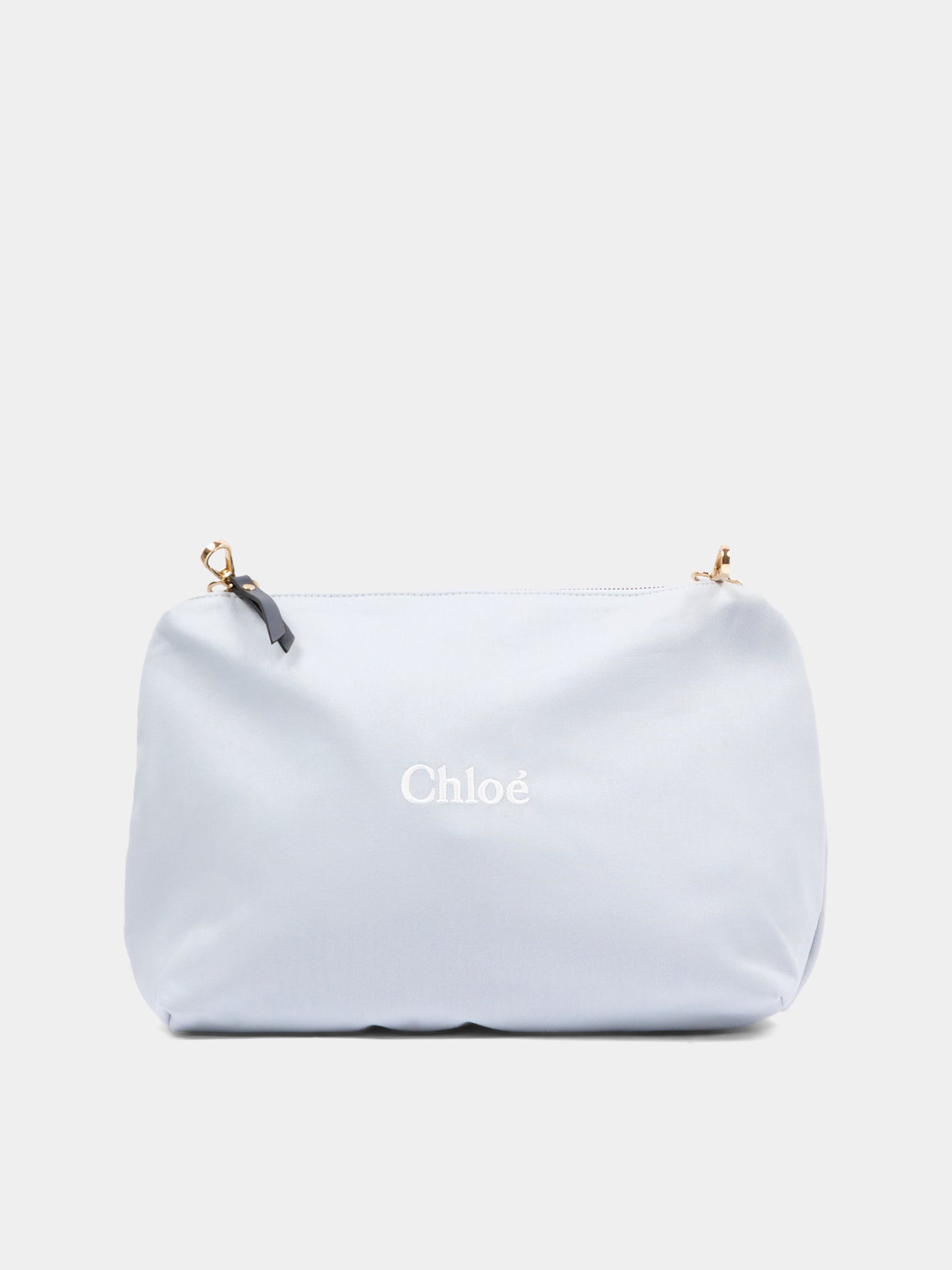 Borsa mamma denim per neonati con logo ricamato,Chloé Kids,C20943 Z10