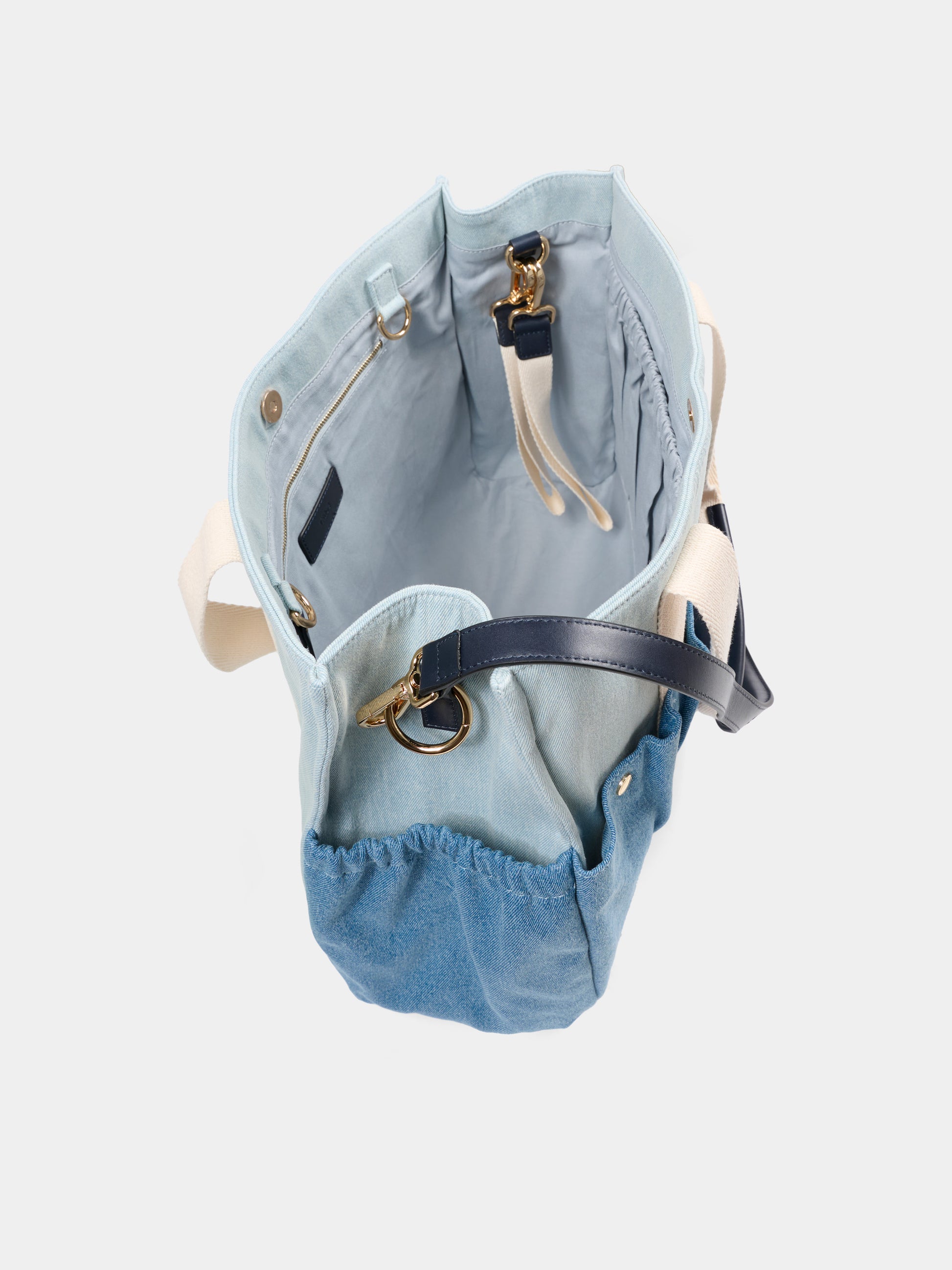 Borsa mamma denim per neonati con logo ricamato,Chloé Kids,C20943 Z10