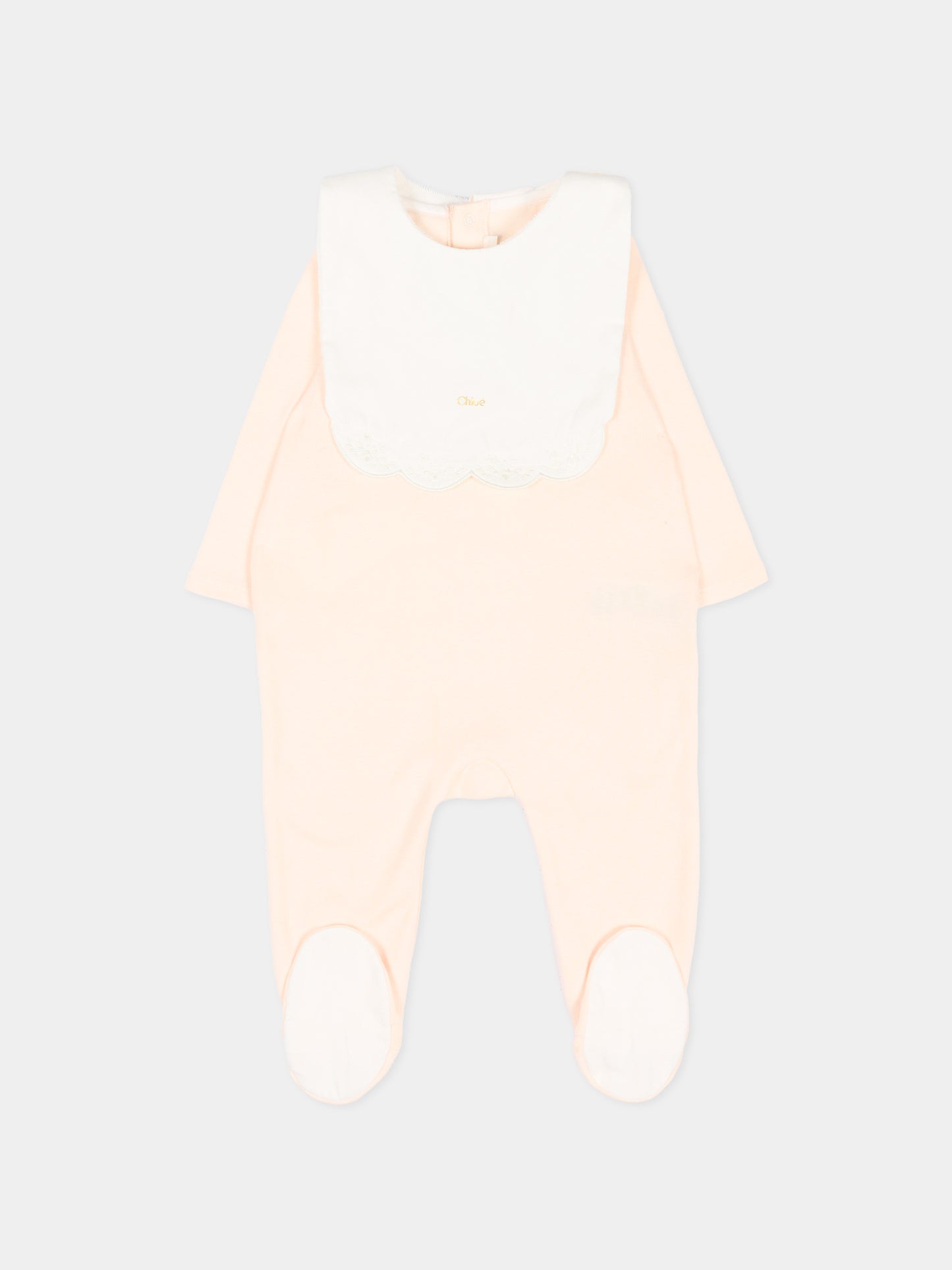 Set tutina rosa per neonata con logo,Chloé Kids,C21231 440