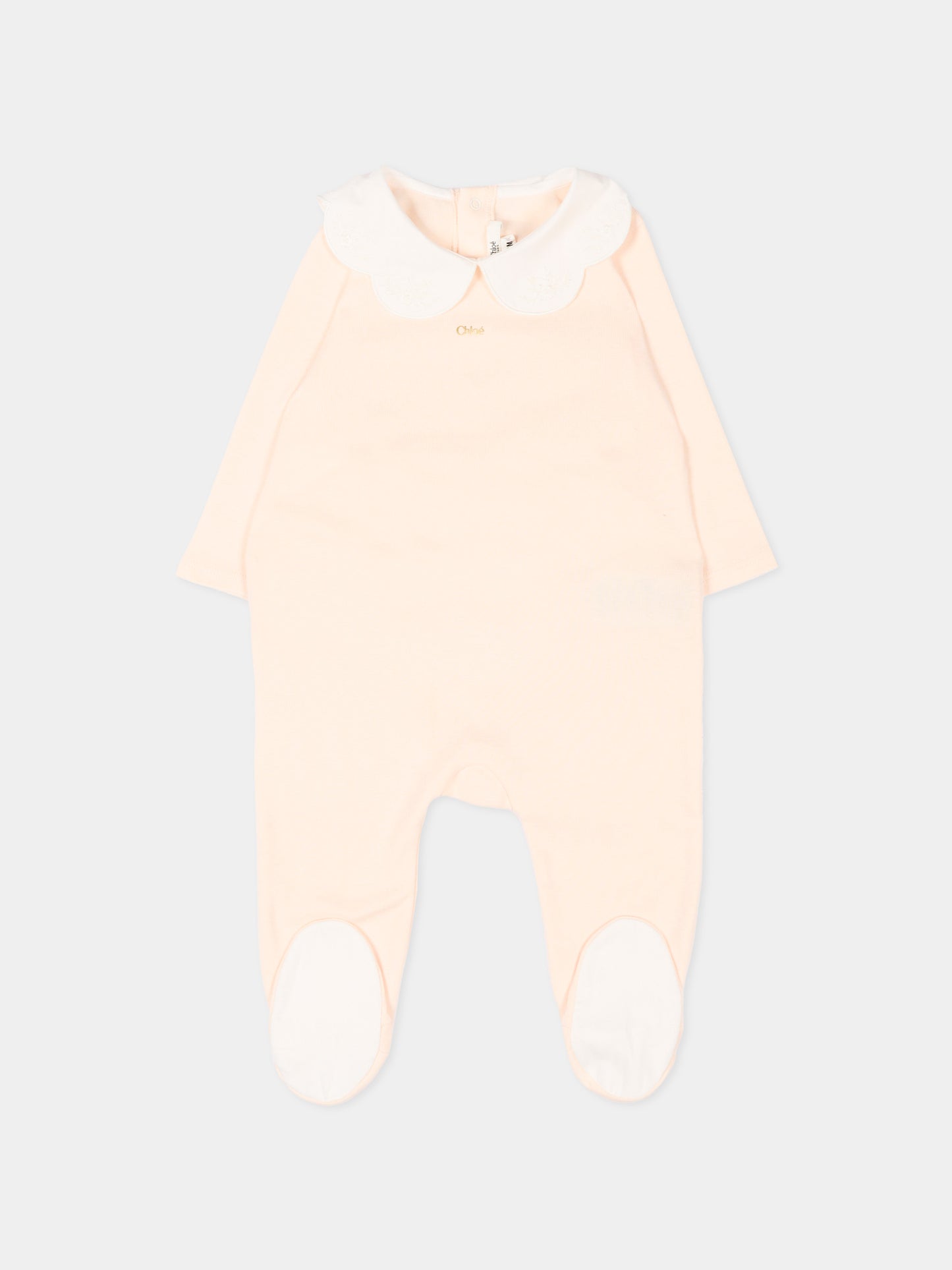 Set tutina rosa per neonata con logo,Chloé Kids,C21231 440