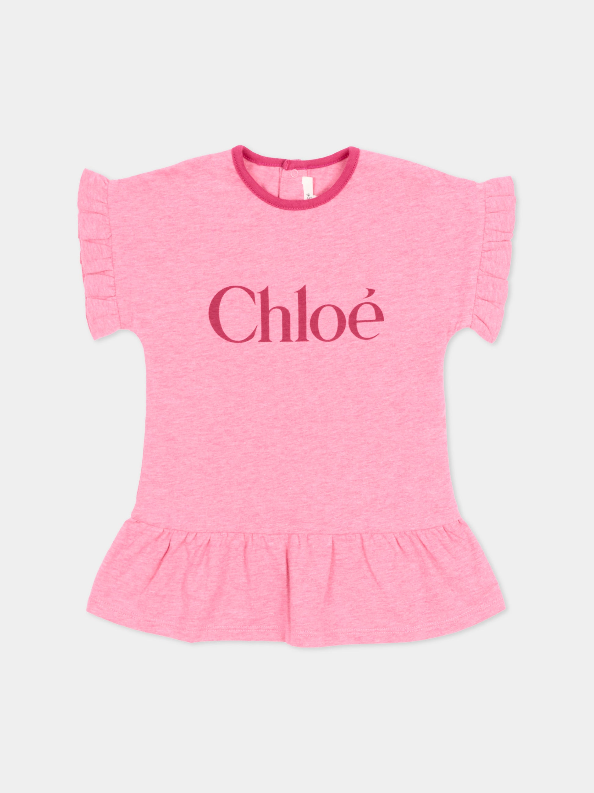Vestito rosa per neonata con logo,Chloé Kids,C21233 F04