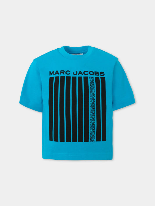 T-shirt azzurra per bambino con logo,Marc Jacobs,W60451 126