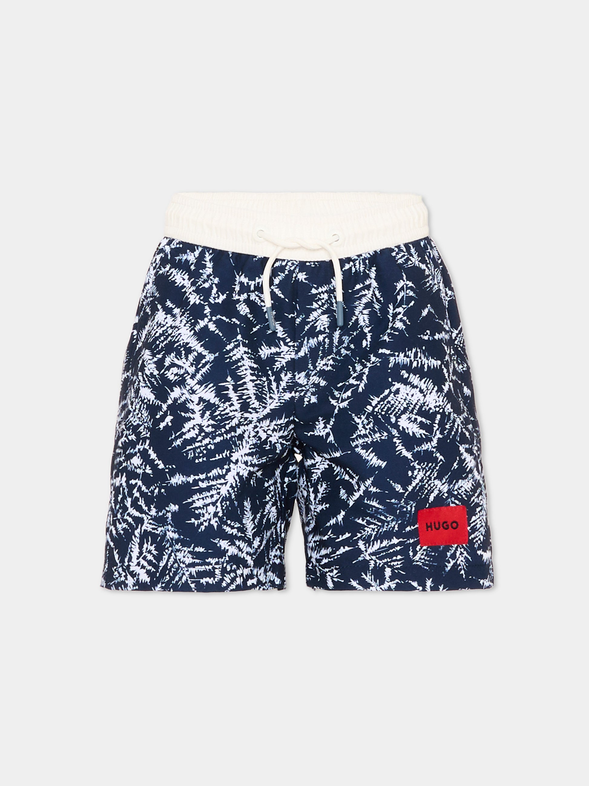 Boxer mare blu per bambino con logo,Hugo,G00978 V21