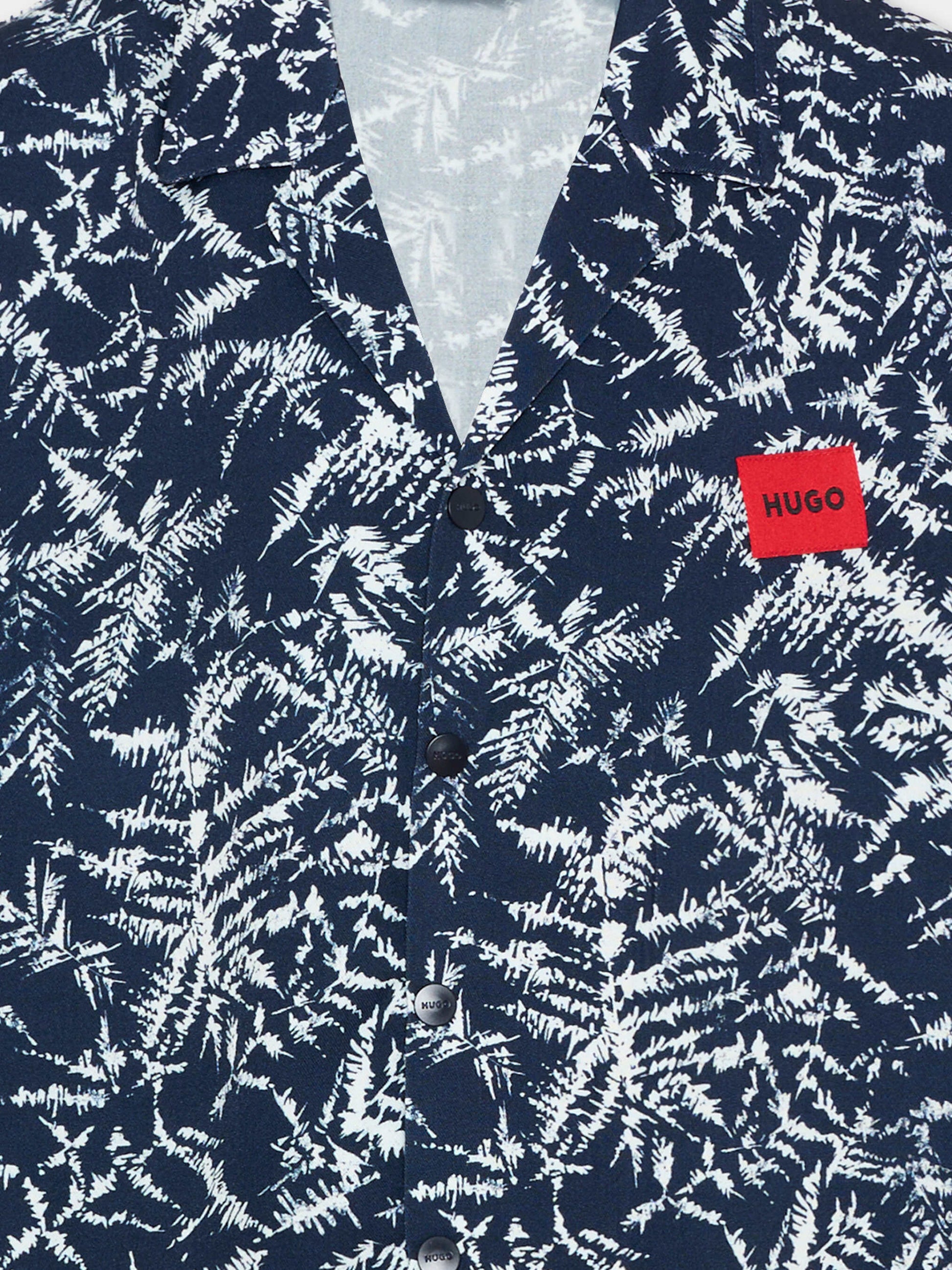 Camicia blu per bambino a stampa,Hugo,G01001 V21