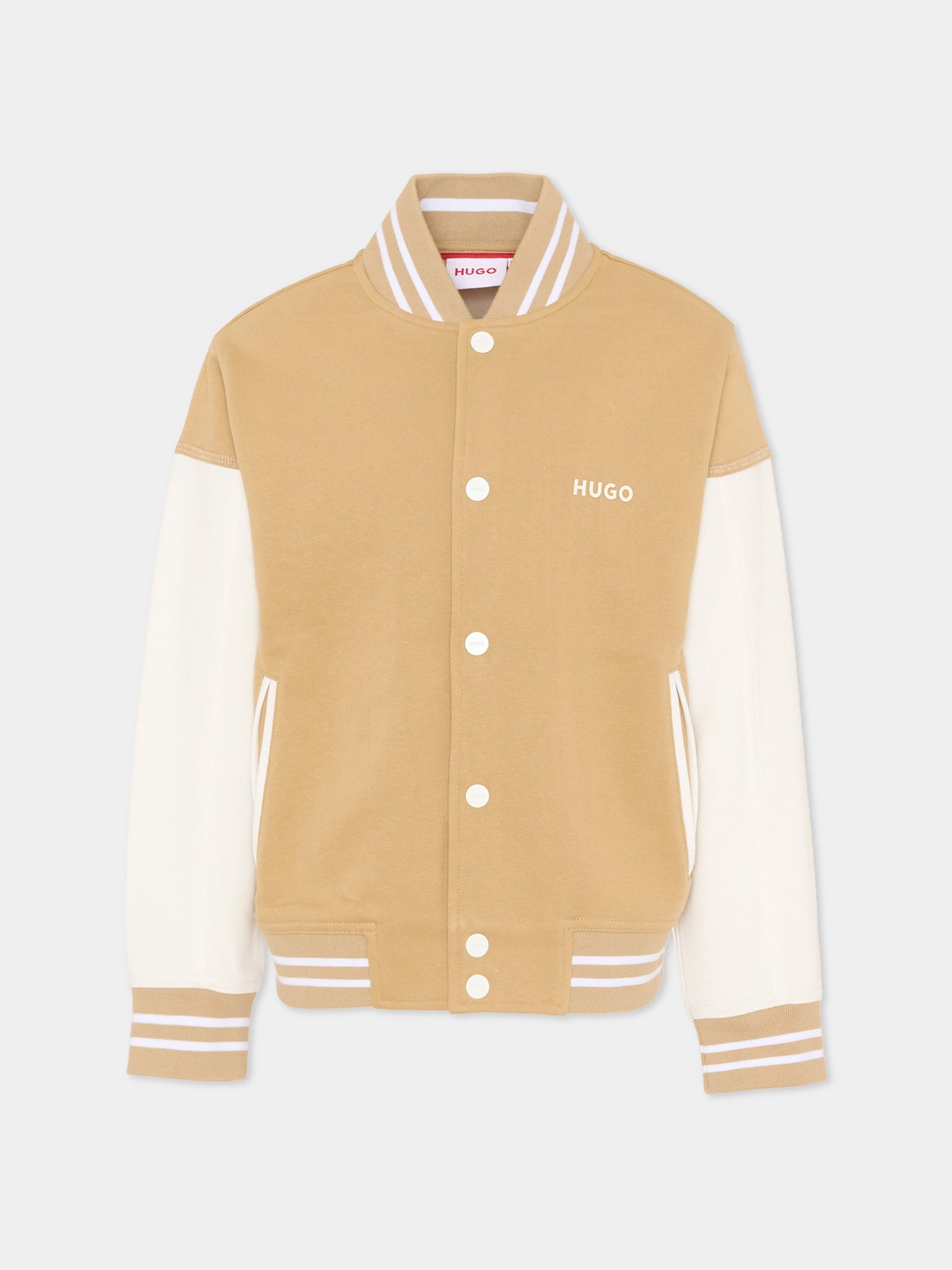 Bomber beige per bambino con logo,Hugo,G01003 23B