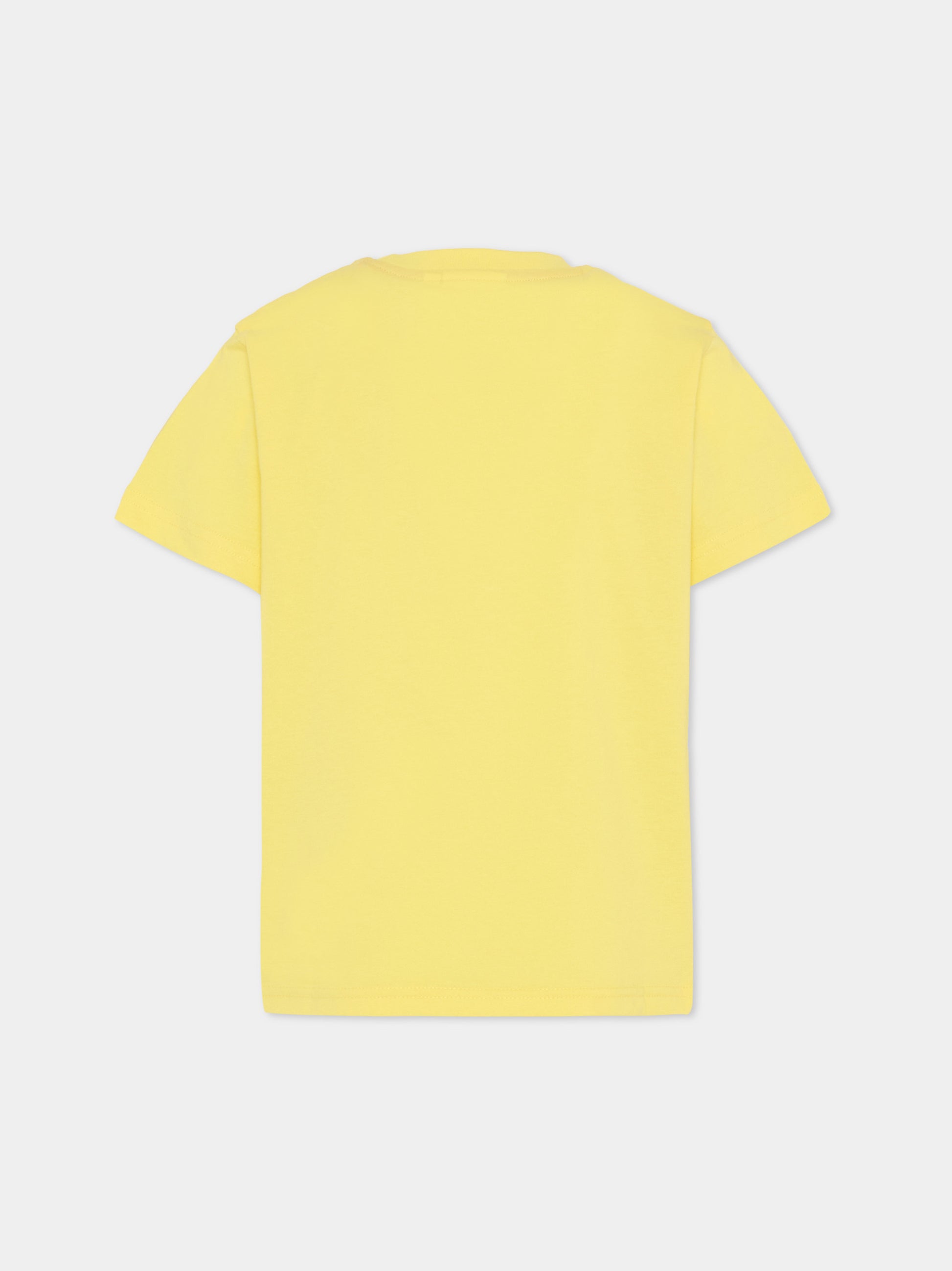 T-shirt gialla per bambino con logo,Hugo,G01014 544