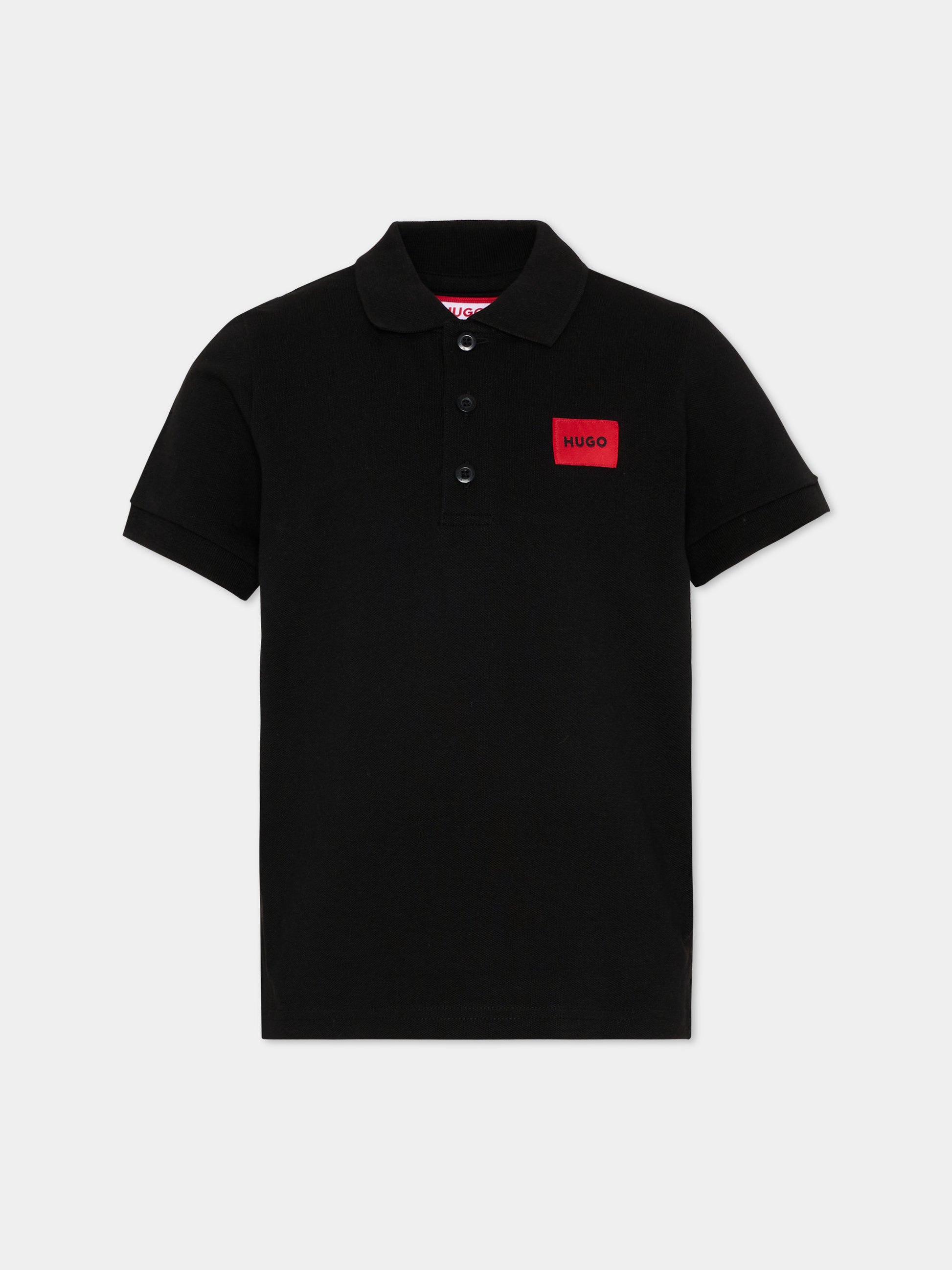 Polo nera per bambino con logo HUGO,Hugo,G01186 09B