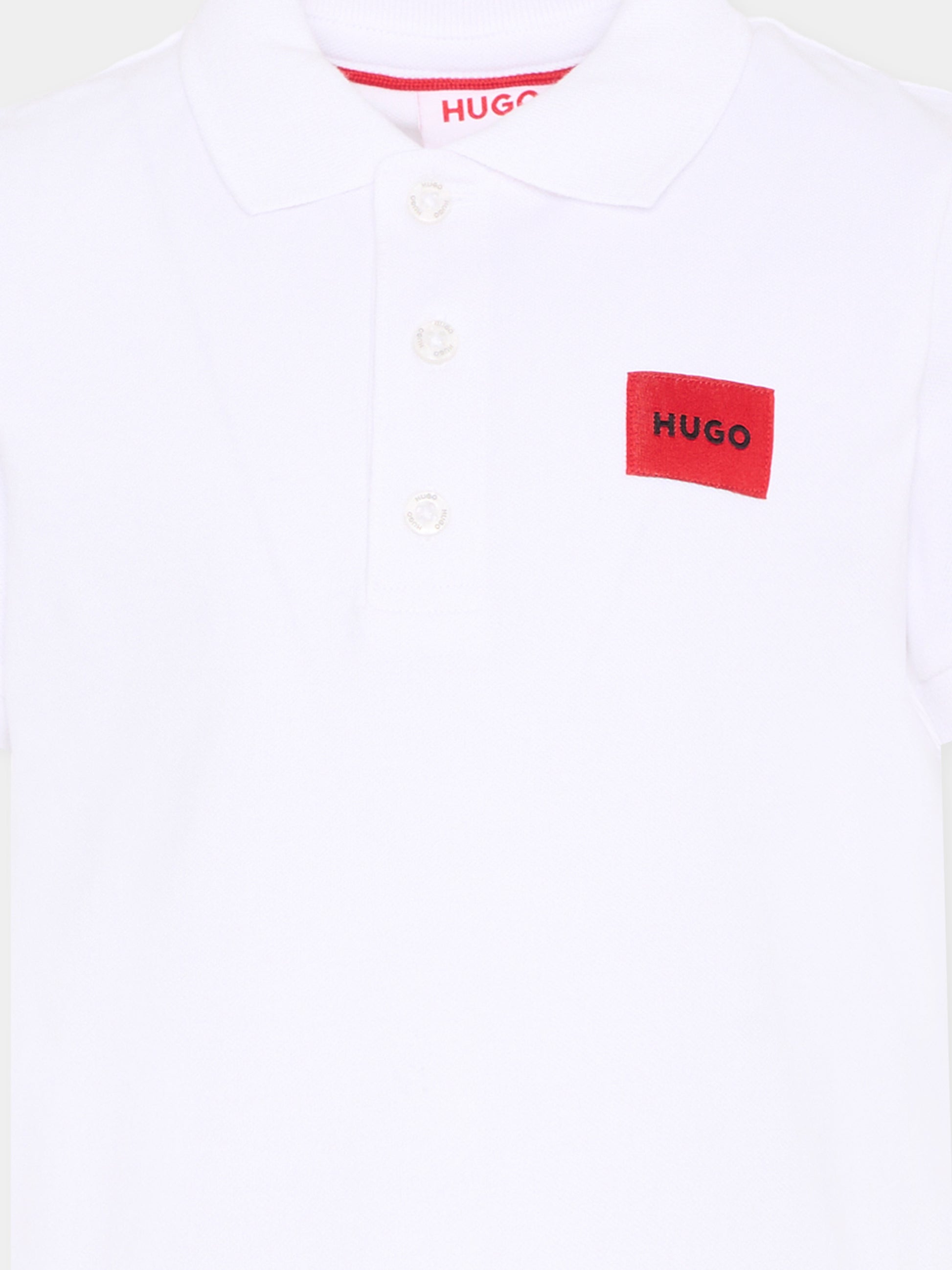 Polo bianca HUGO per bambino con logo,Hugo,G01186 10P