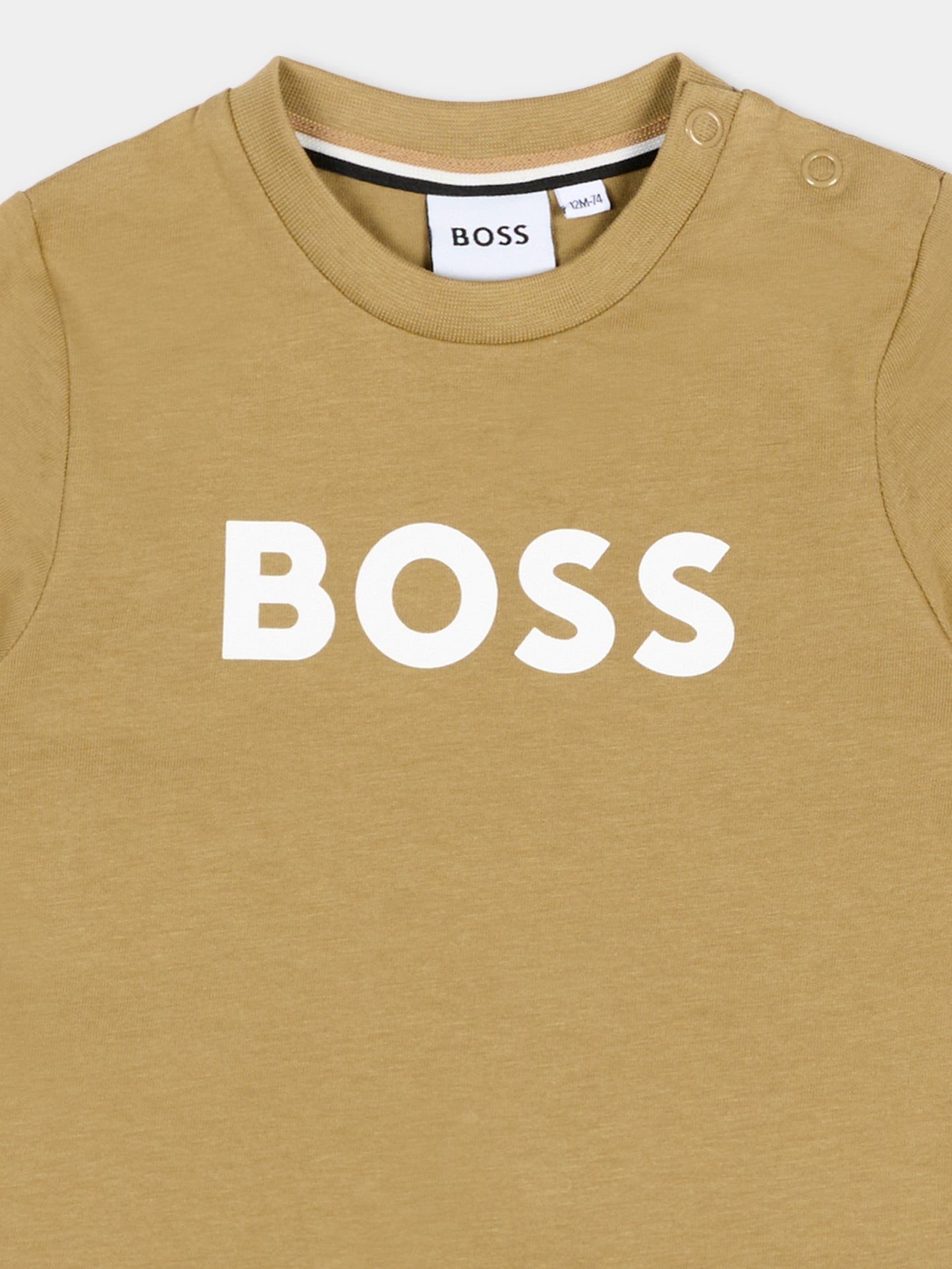 T-Shirt beige per neonato con logo,Boss,J52712 295