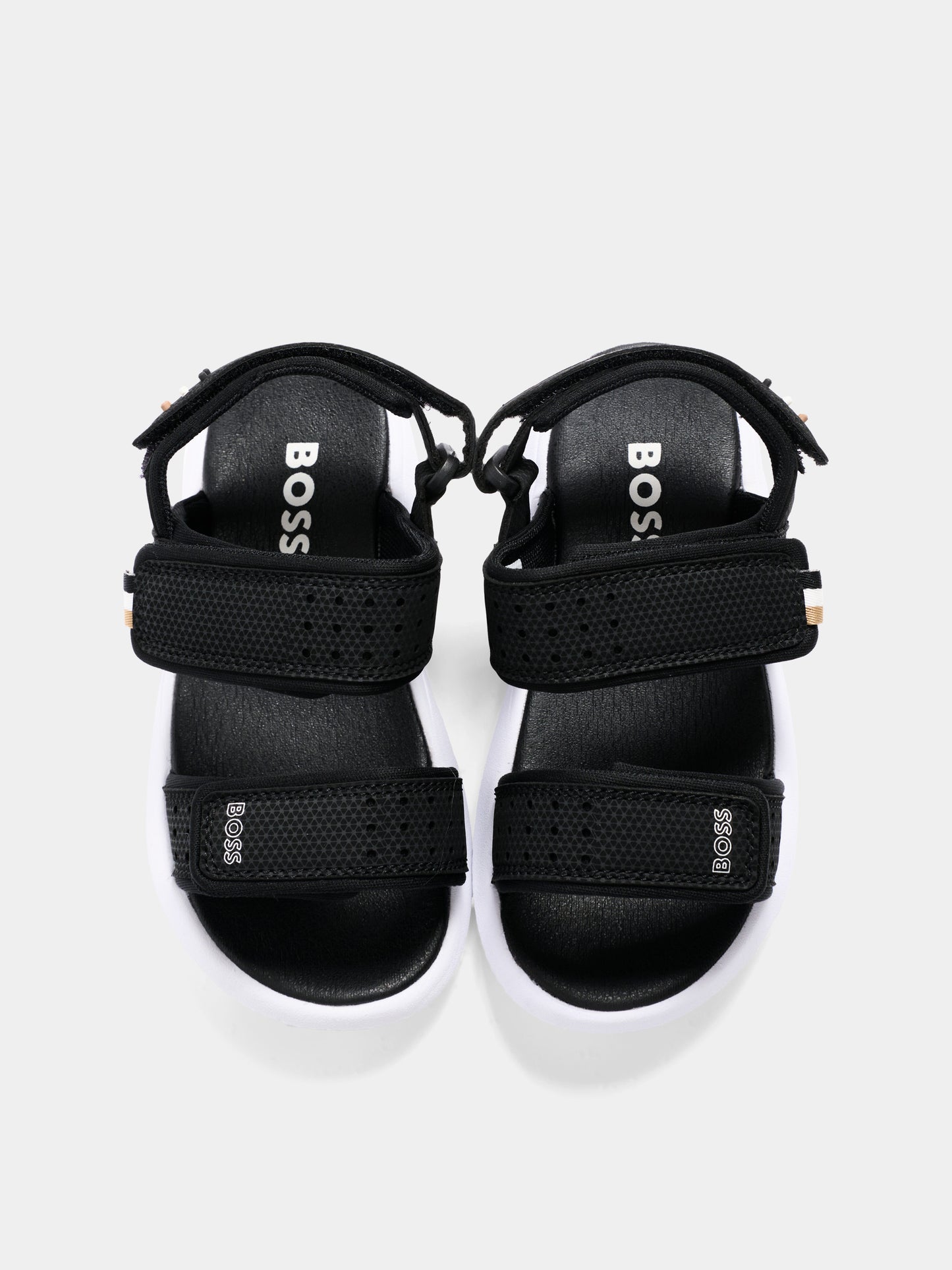 Sandali neri per bambino con logo,Boss,J52823 09B