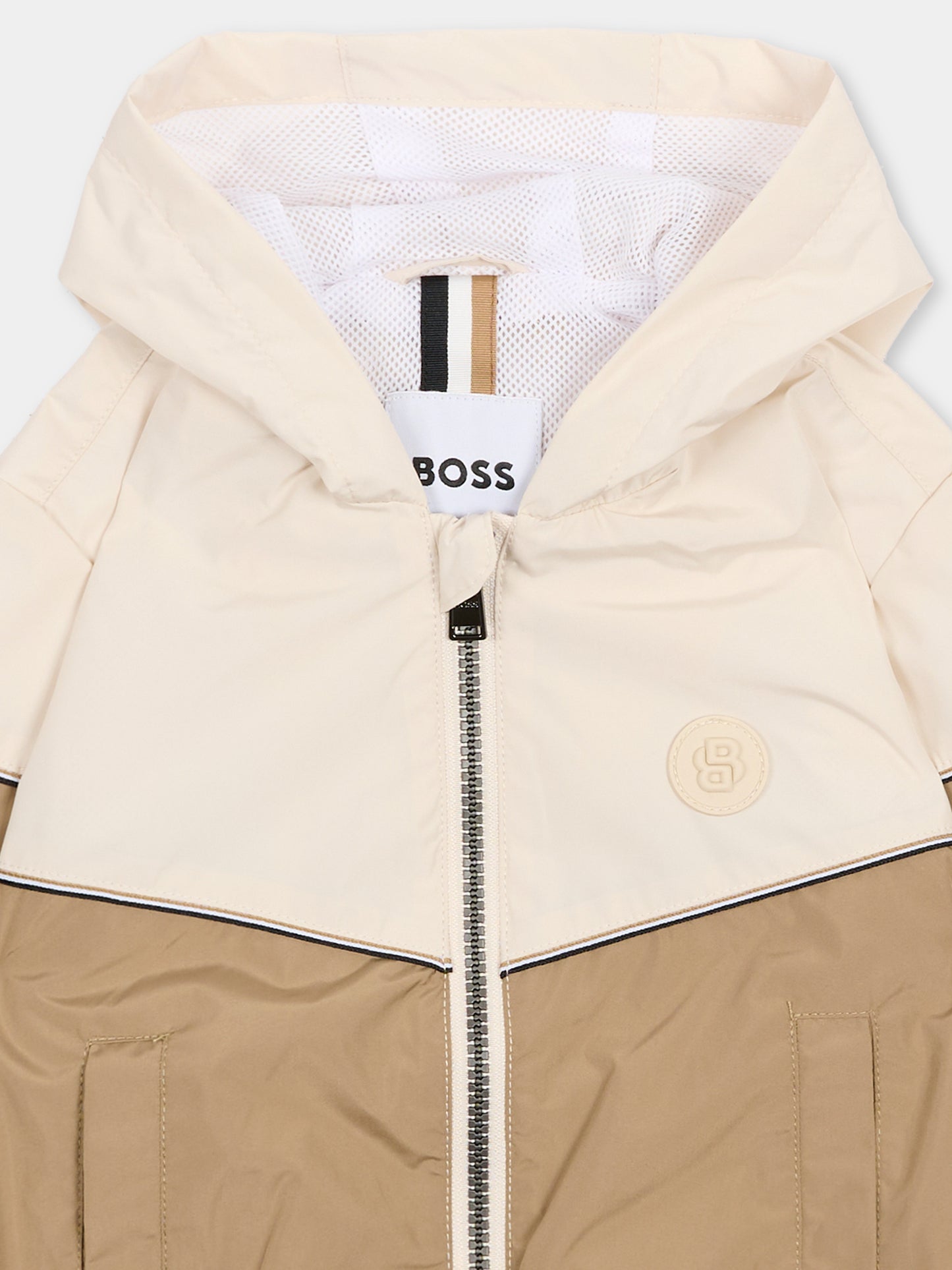Giacca a vento beige per neonato con logo,Boss,J52860 295