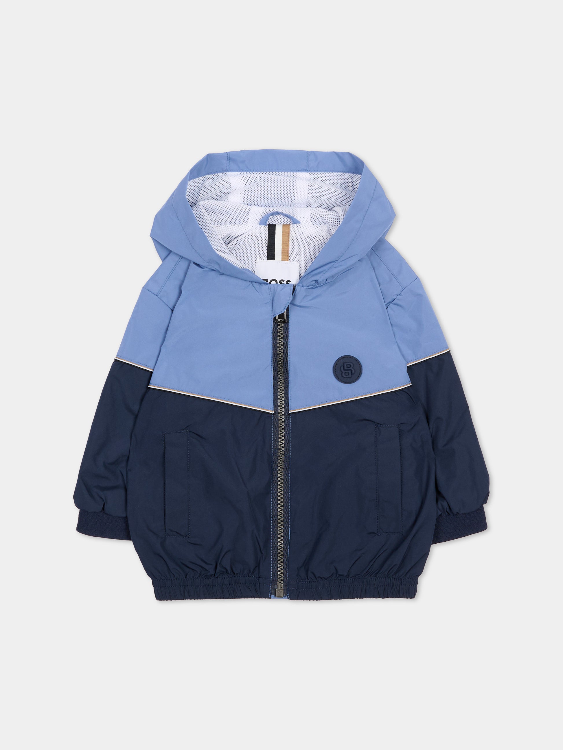 Giacca a vento blu per neonato con logo,Boss,J52860 849