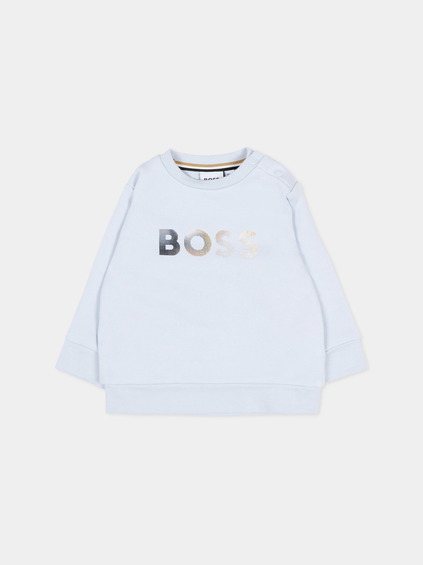 Felpa celeste per neonato con logo,Boss,J52867 78K