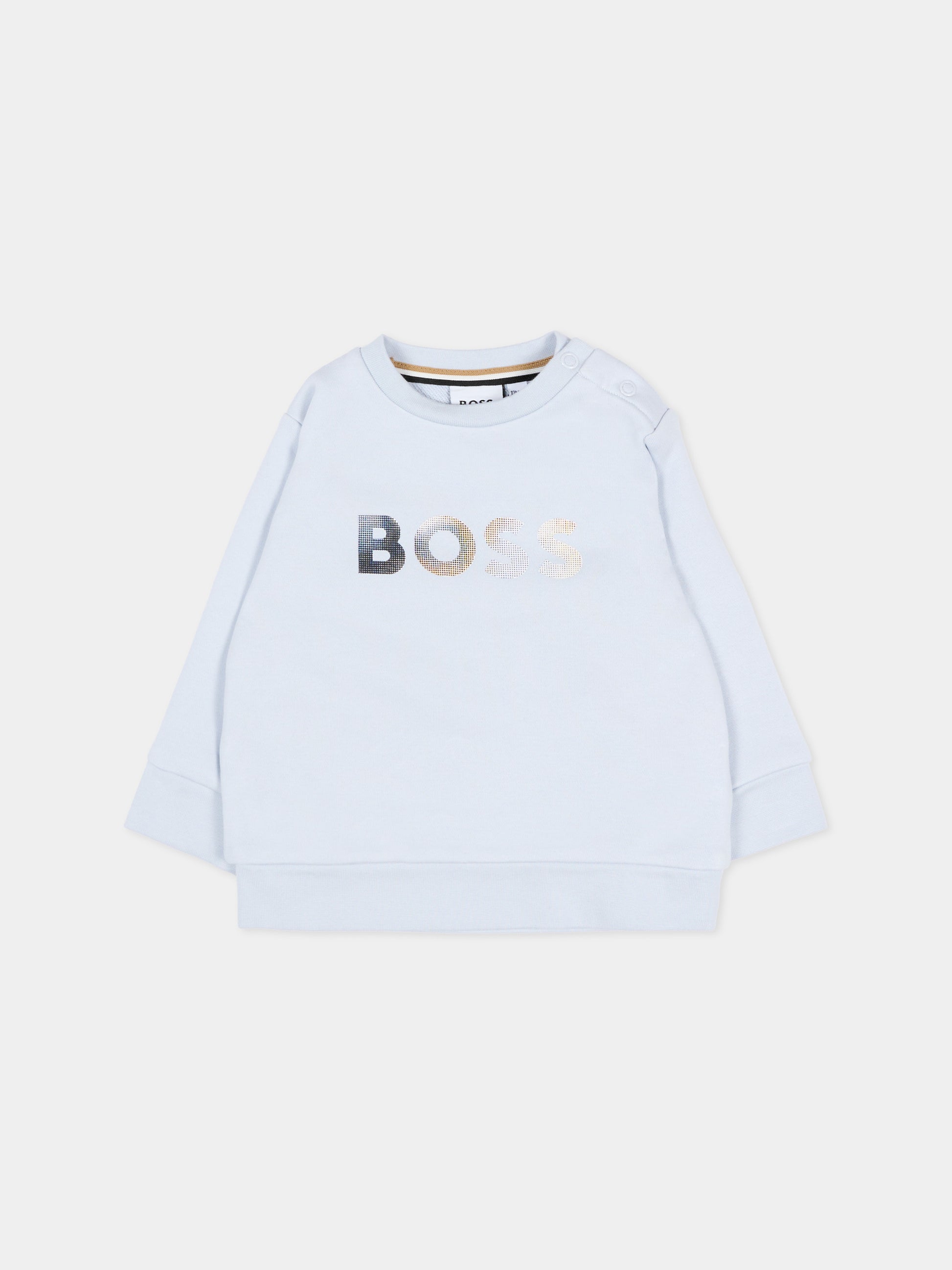 Felpa celeste per neonato con logo,Boss,J52867 78K