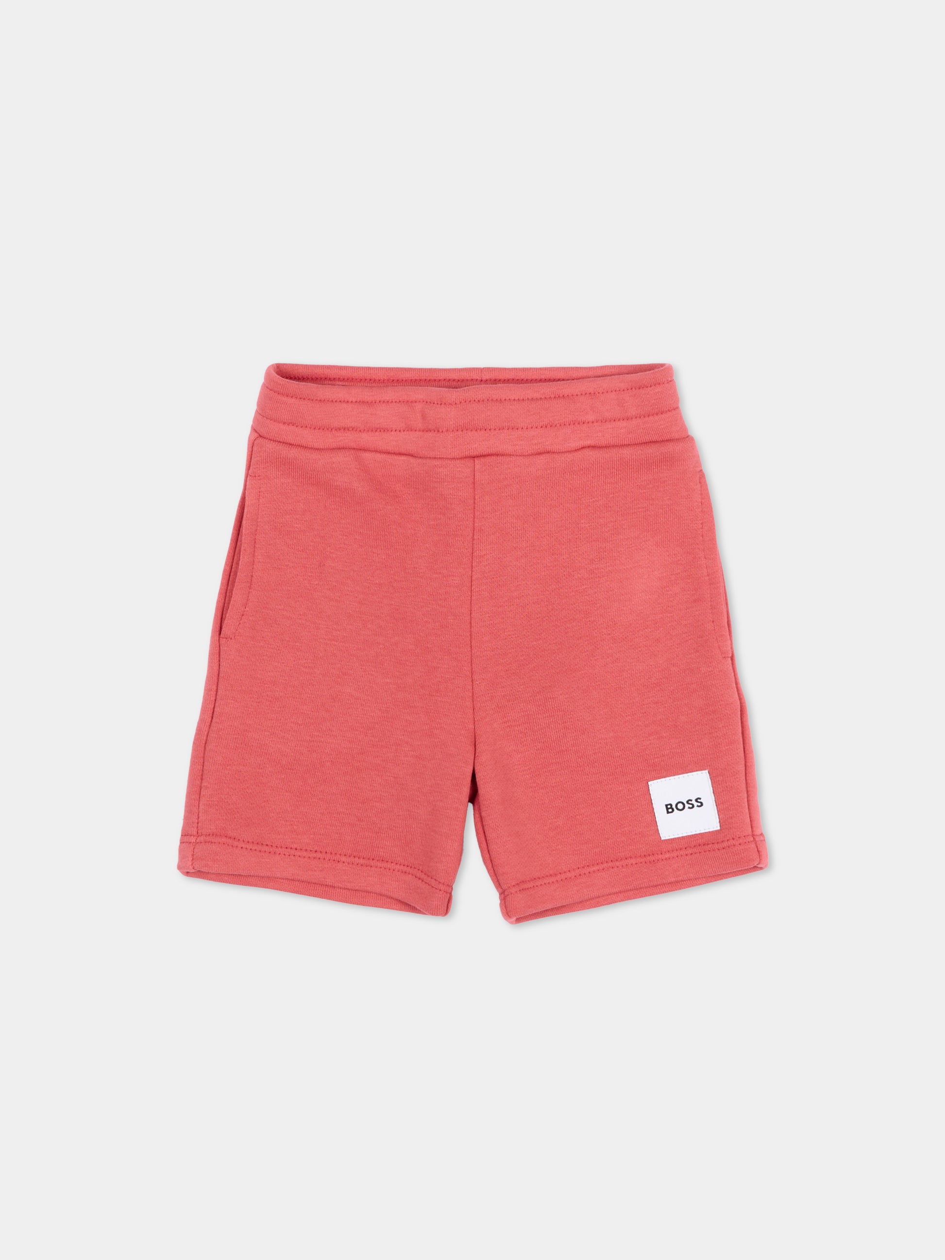 Shorts sportivi rossi per neonato con logo,Boss,J52874 48B
