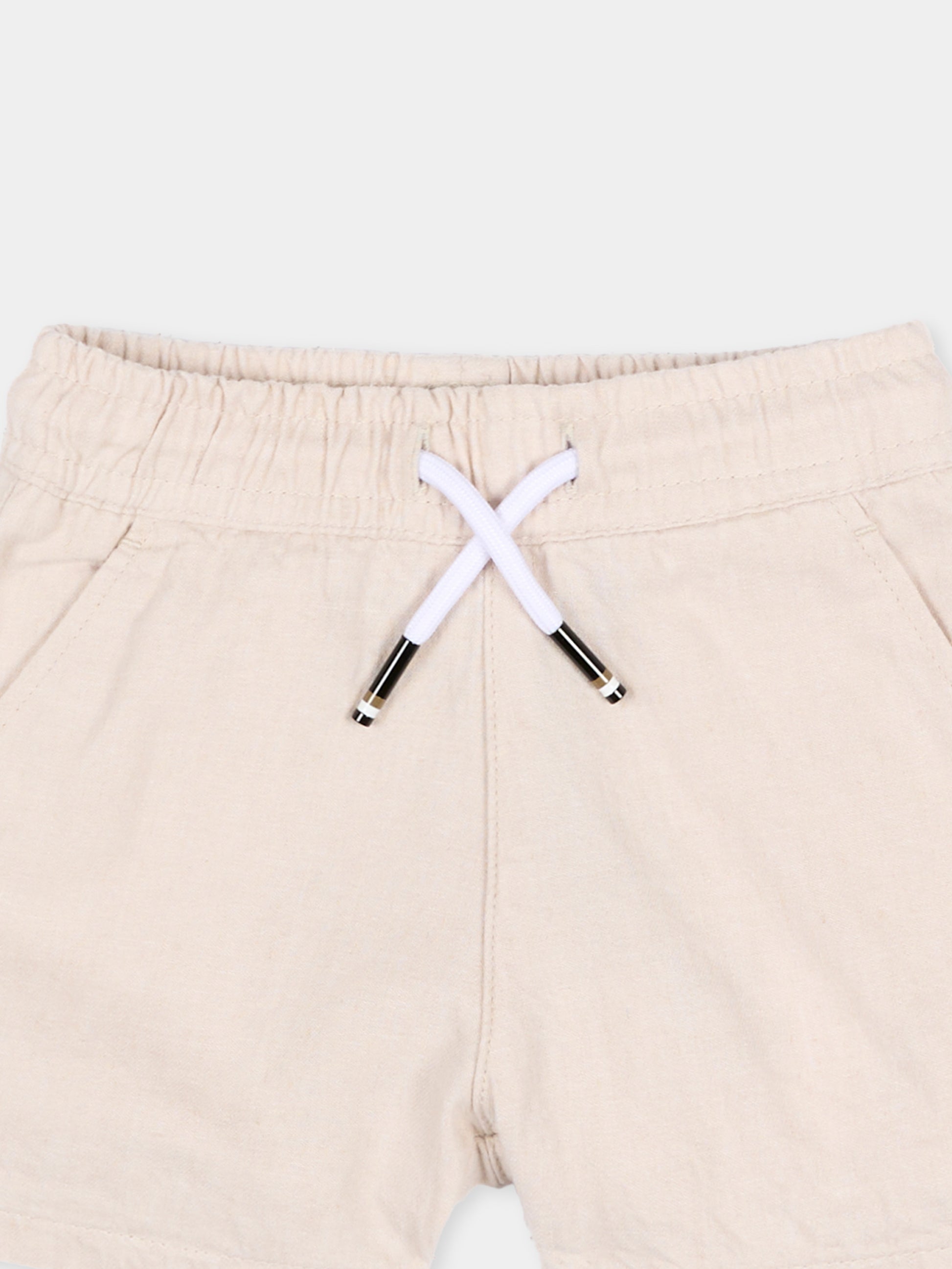 Shorts beige per neonato con logo,Boss,J52875 130