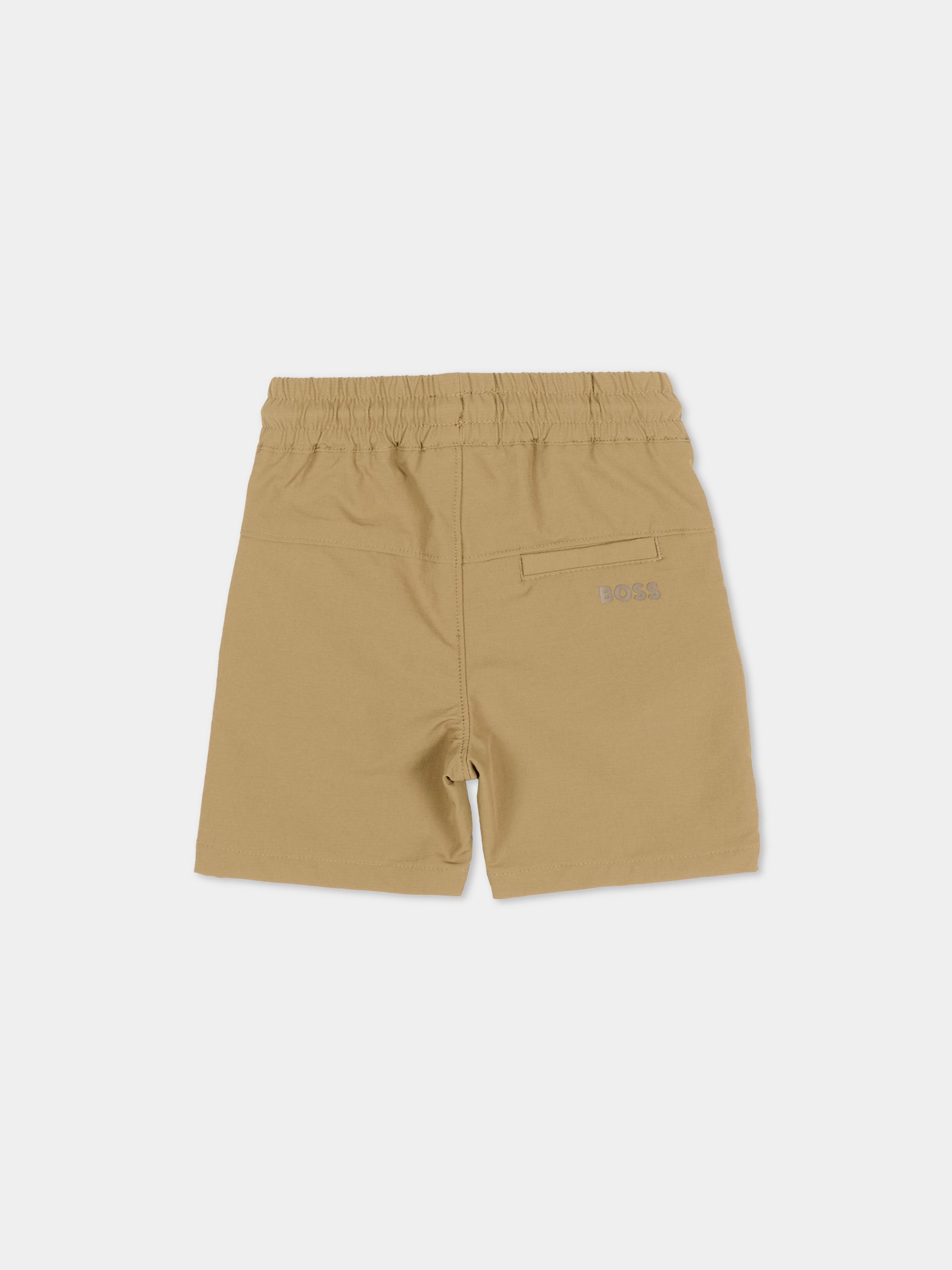 Shorts beige per neonato con logo,Boss,J52876 295