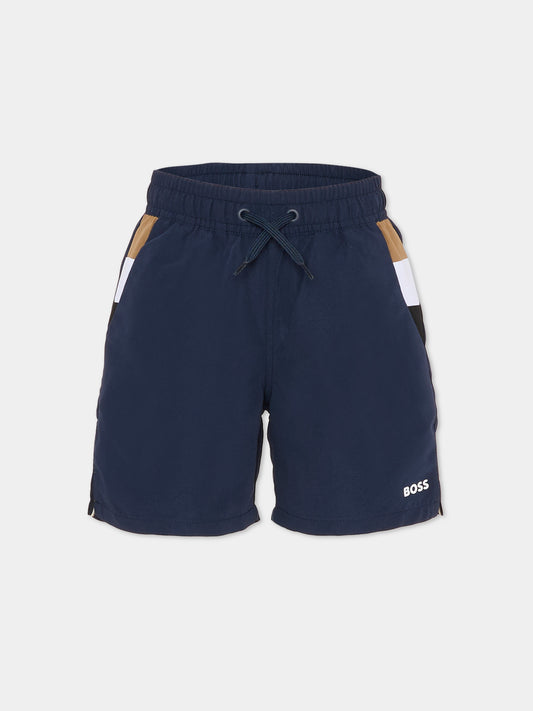 Boxer mare blu per bambino con logo,Boss,J52898 849