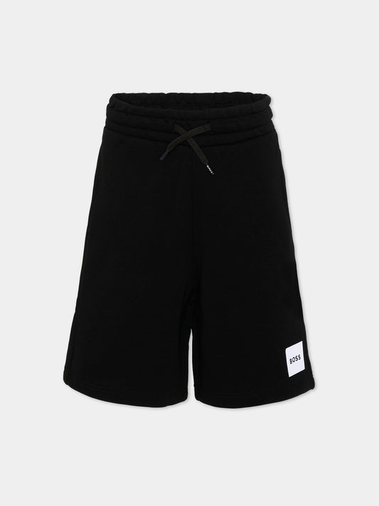 Shorts sportivi neri per bambino logo,Boss,J52928 09B