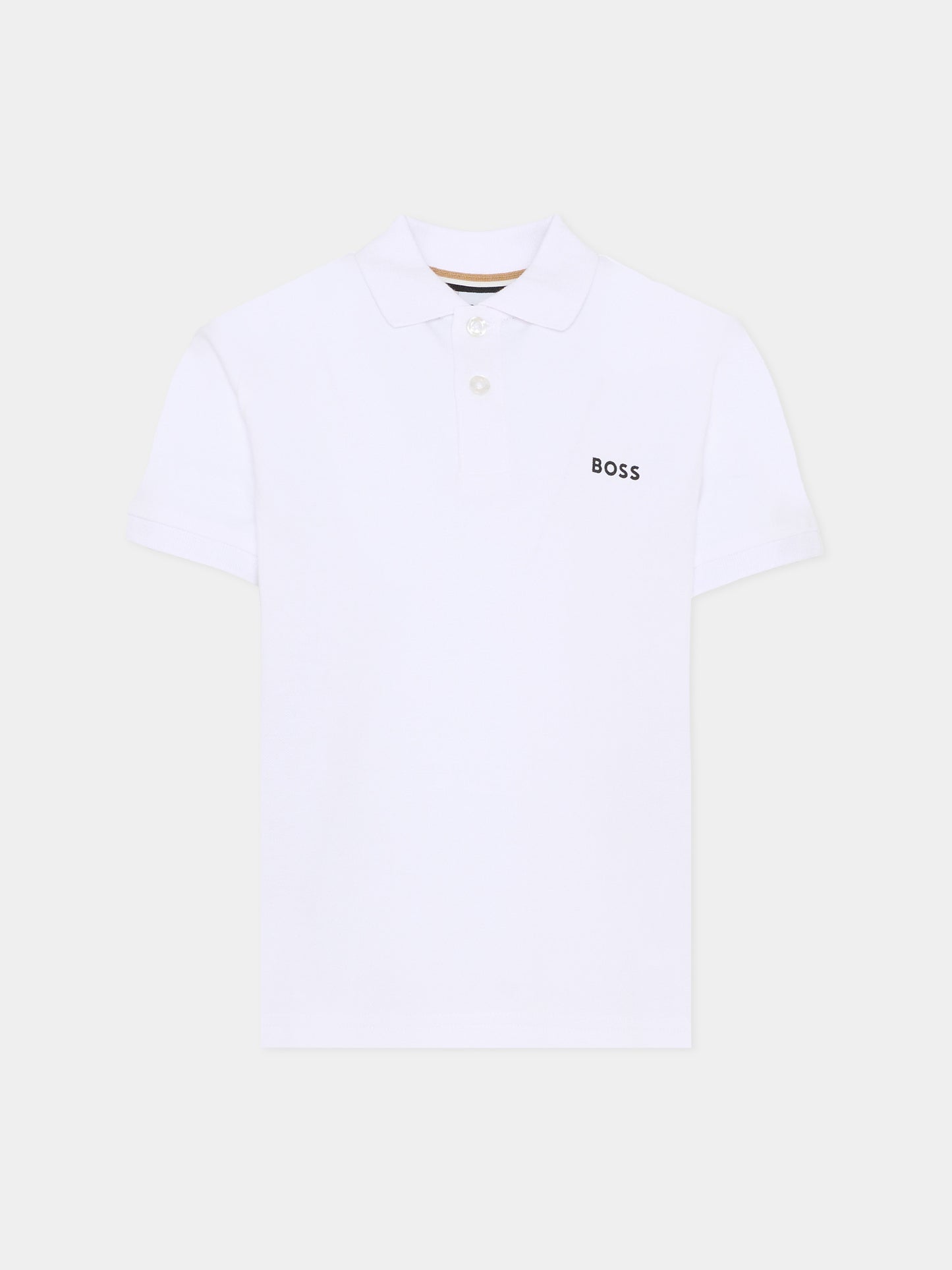 Polo bianca per bambino con logo,Boss,J52954 10P