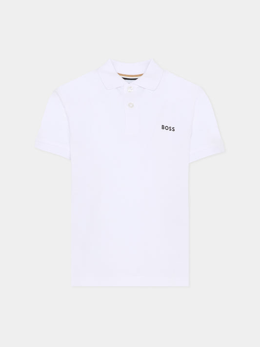 Polo bianca per bambino con logo,Boss,J52954 10P