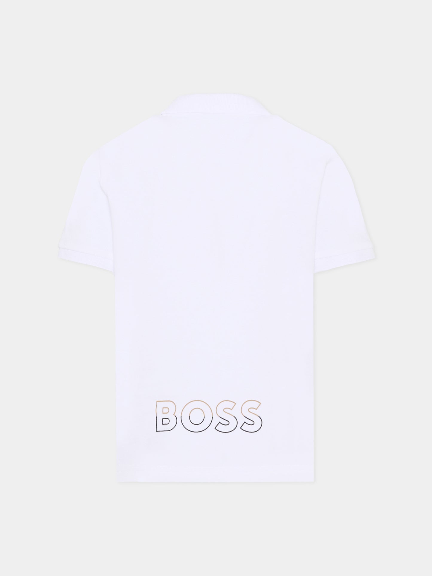 Polo bianca per bambino con logo,Boss,J52954 10P