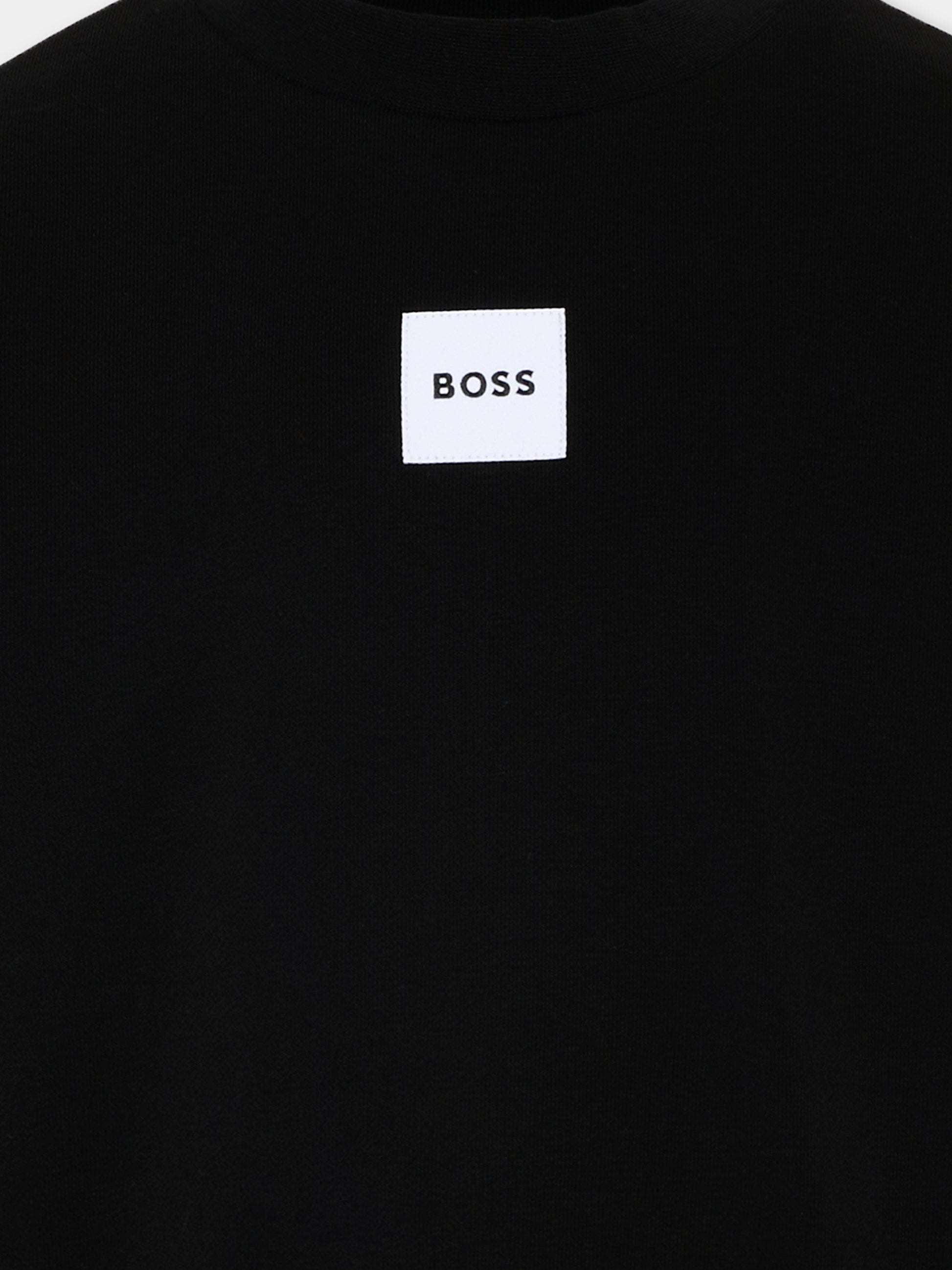 Felpa nera per bambino con logo,Boss,J52965 09B