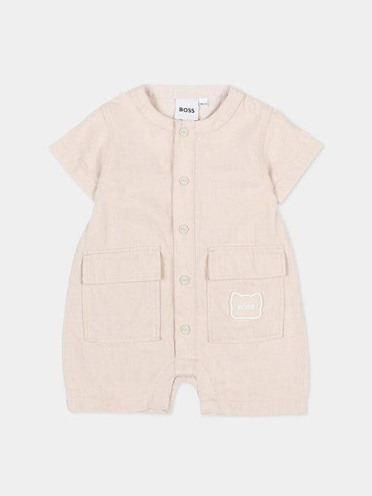 Pagliaccetto avorio per neonato con logo,Boss,J53030 130