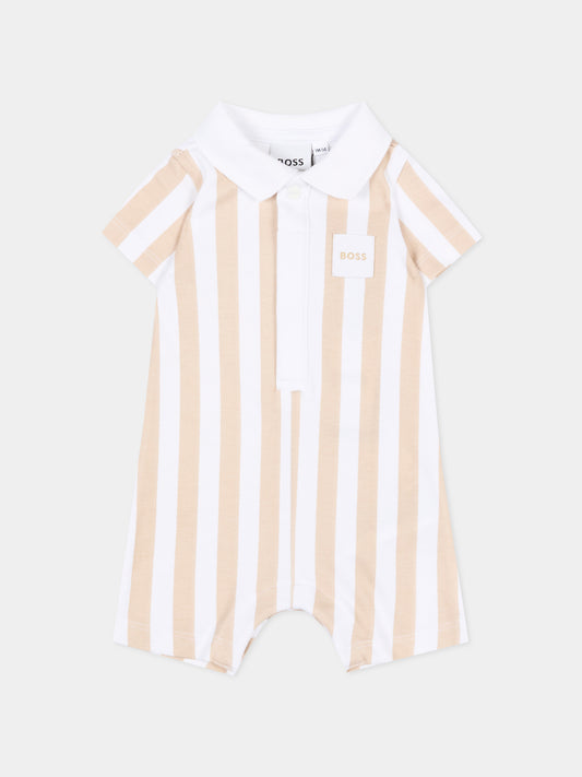 Pagliaccetto beige a righe per neonato,Boss,J53032 249