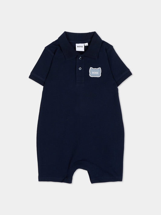 Pagliaccetto blu per neonato con logo,Boss,J53033 849