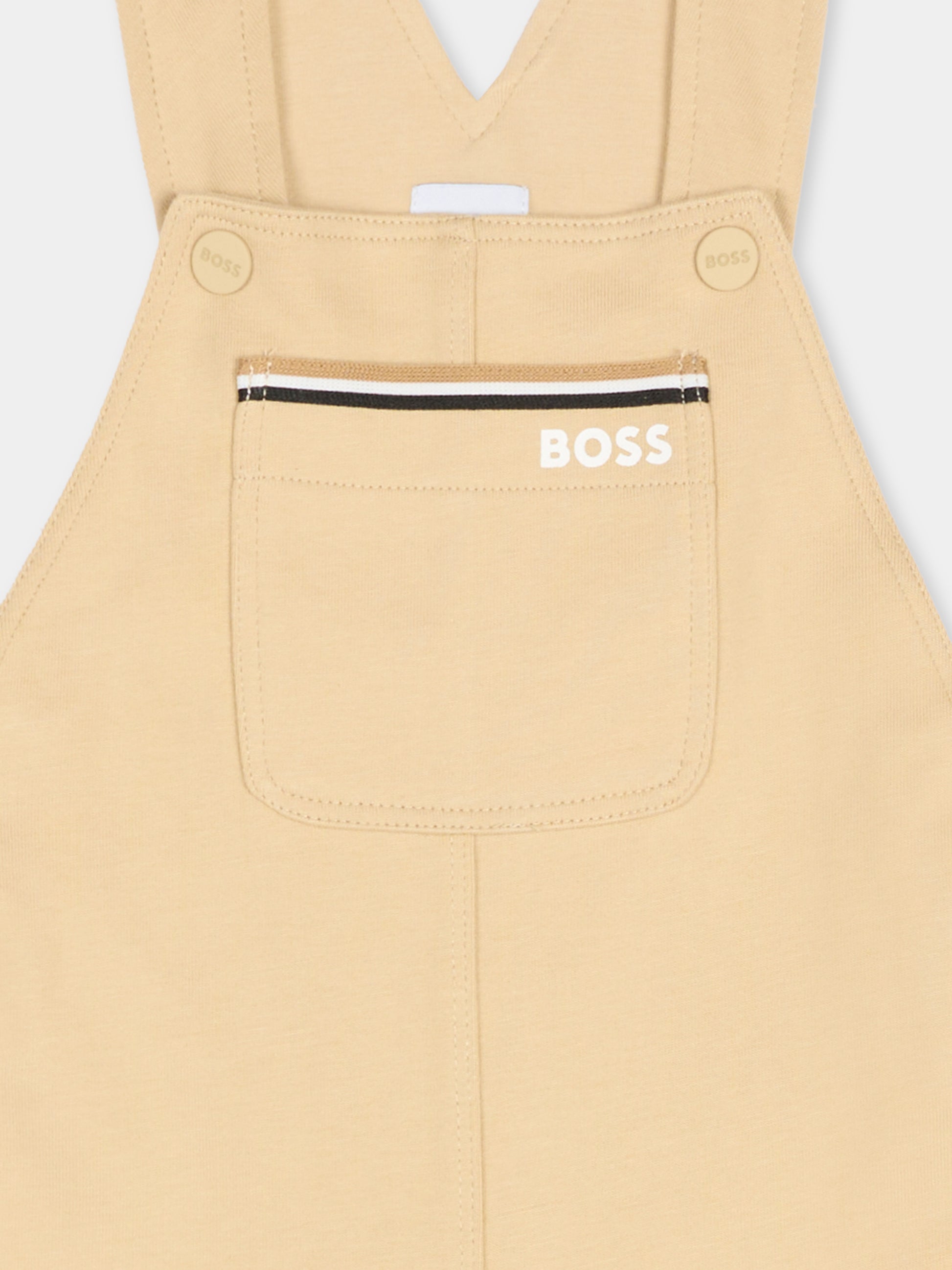 Salopette beige per neonato con logo,Boss,J53035 249