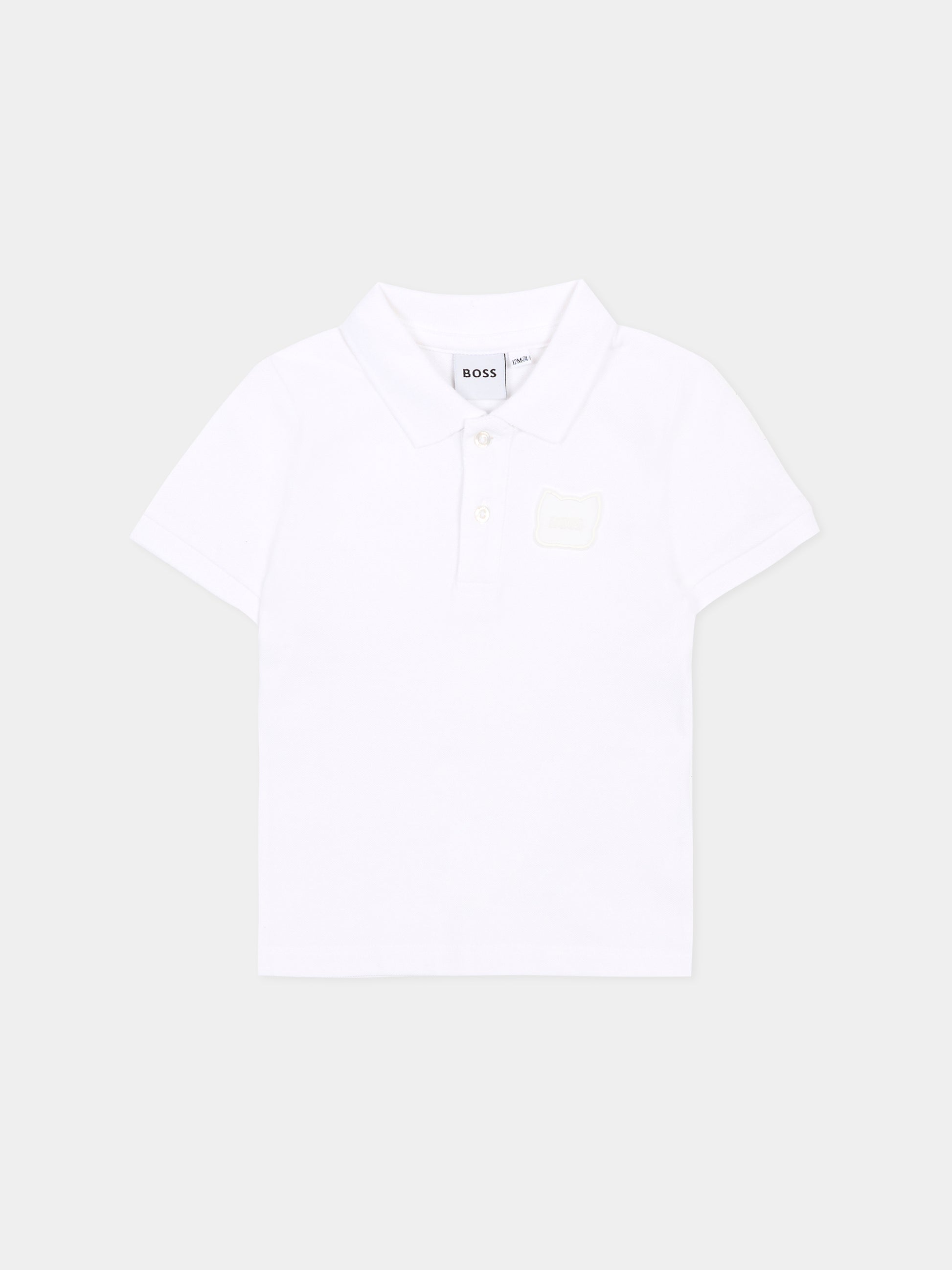 Polo bianca per neonato con logo,Boss,J53037 10P