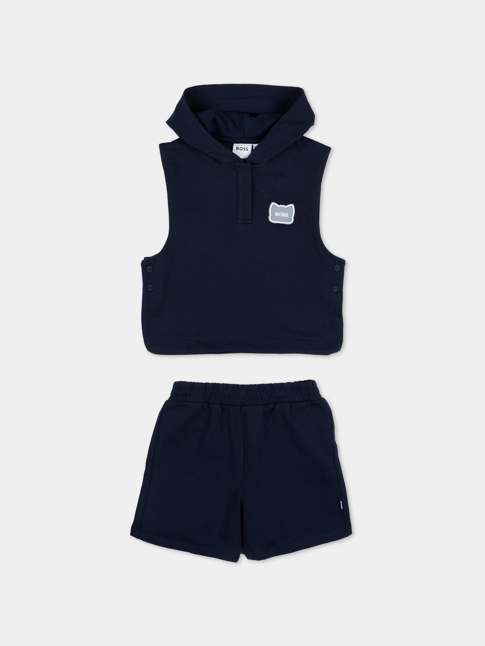 Completo sportivo blu per neonato con logo,Boss,J53039 849