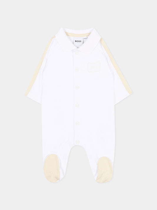 Tutina avorio per neonato con logo,Boss,J53041 10P