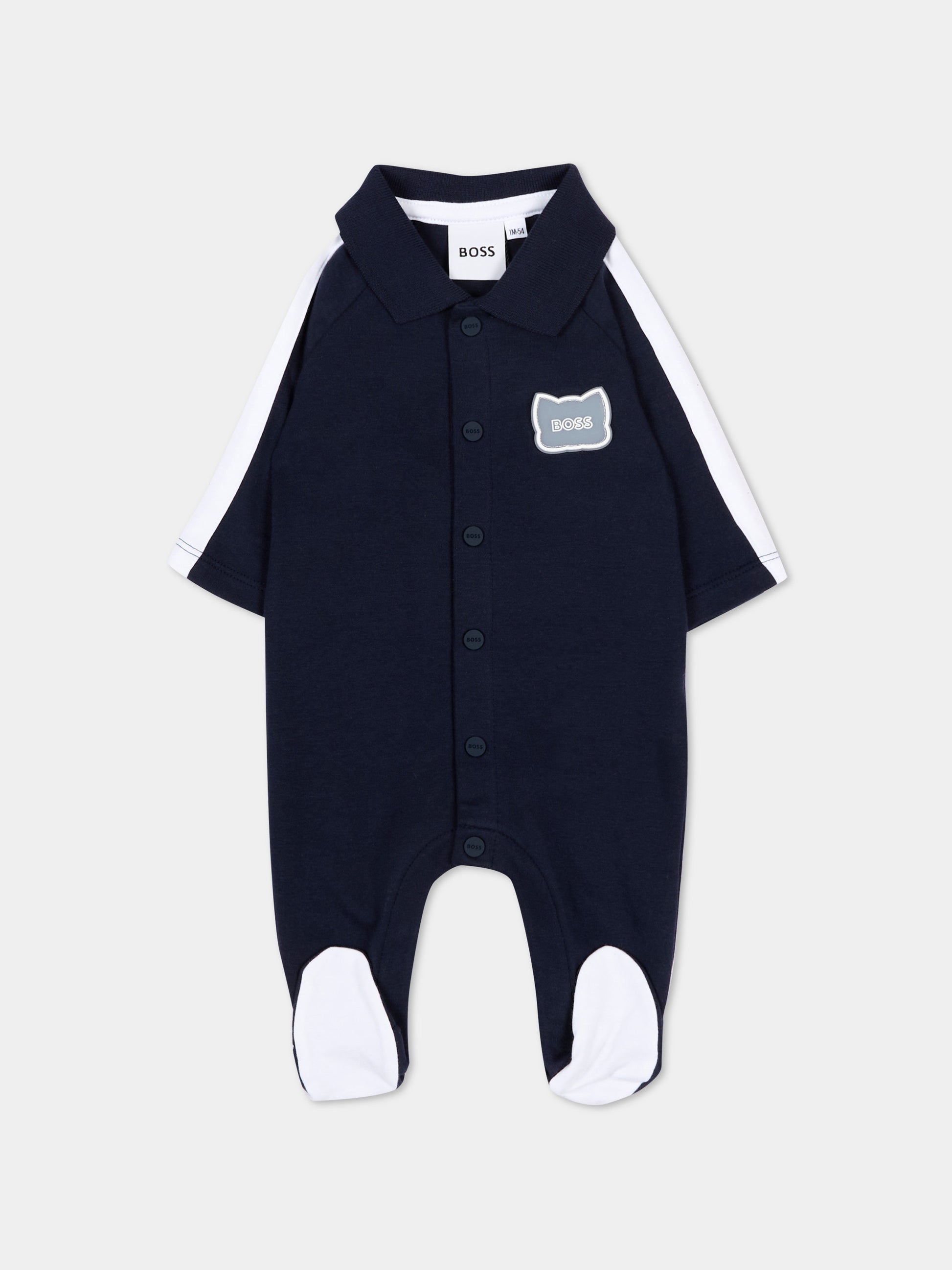 Tutina blu per neonato con logo,Boss,J53041 849