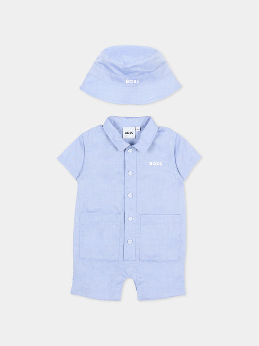Pagliaccetto celeste per neonato con cappello,Boss,J53043 813