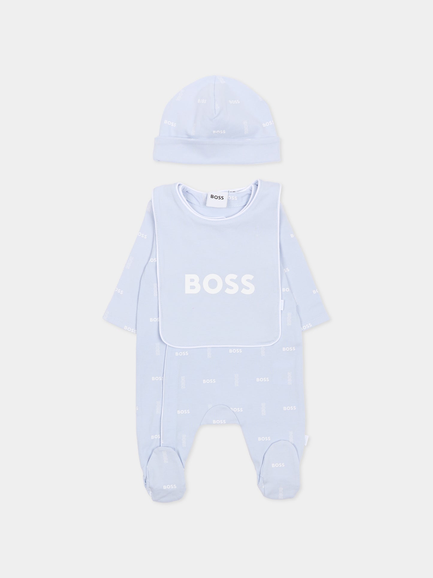 Set tutine celeste per neonato con logo,Boss,J53045 771