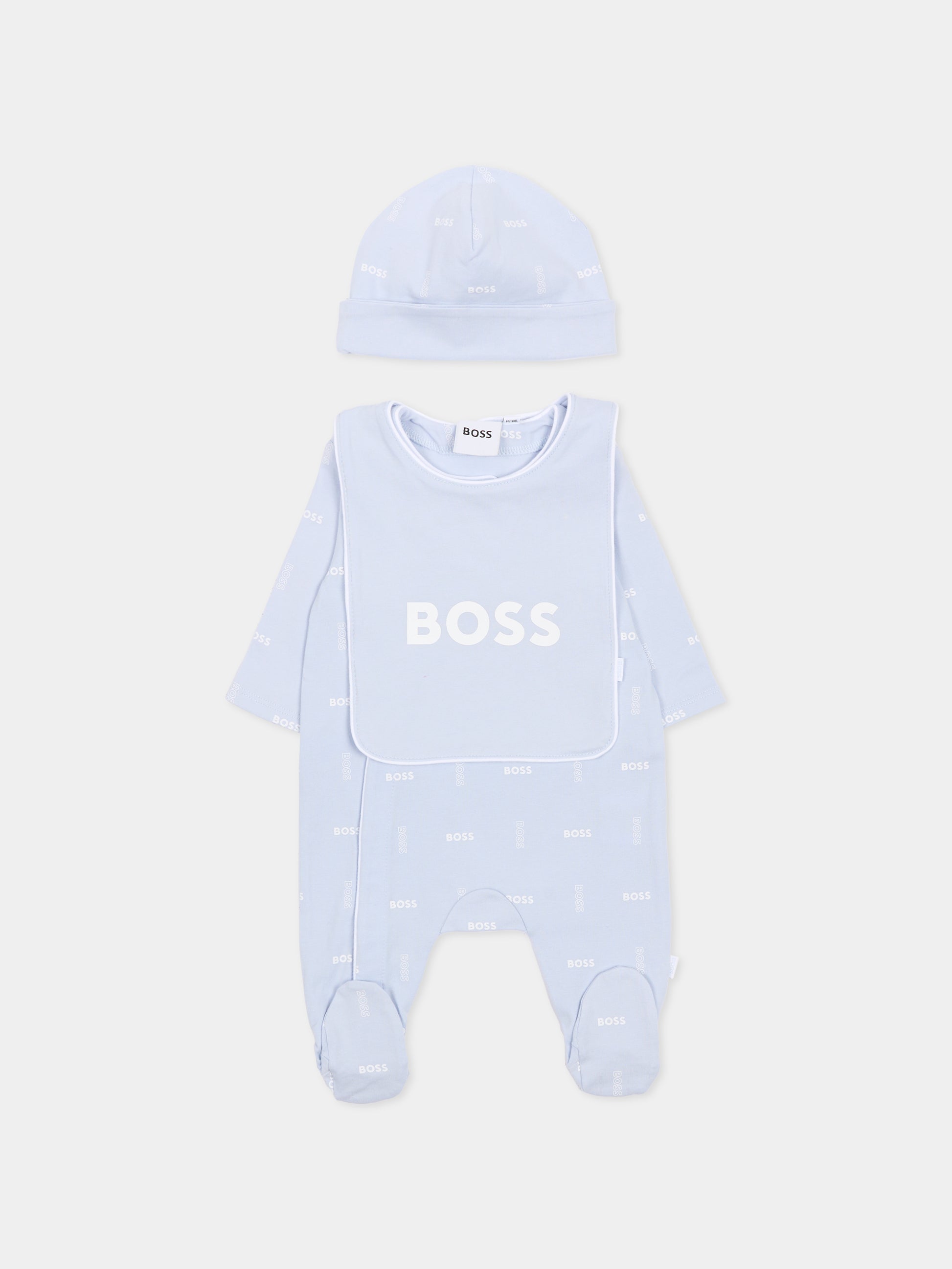 Set tutine celeste per neonato con logo,Boss,J53045 771