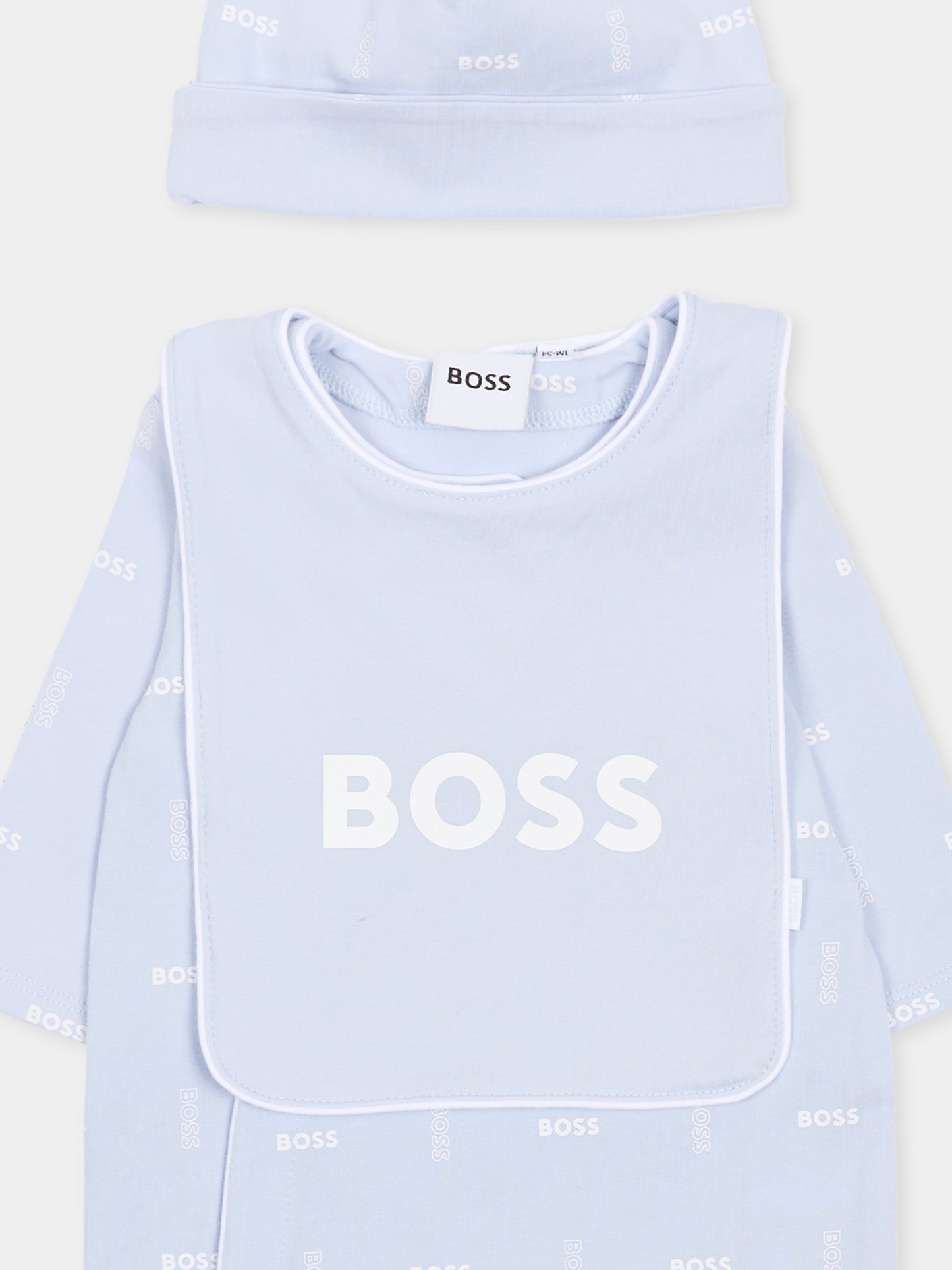 Set tutine celeste per neonato con logo,Boss,J53045 771