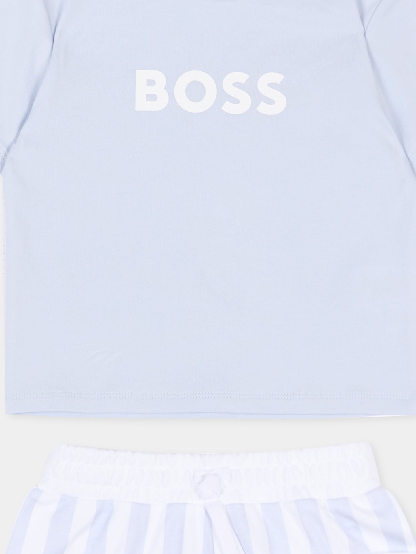 Completo sportivo celeste per neonato a righe,Boss,J53048 771