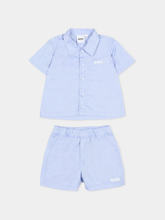 Completo sportivo celeste per neonato con logo,Boss,J53054 813
