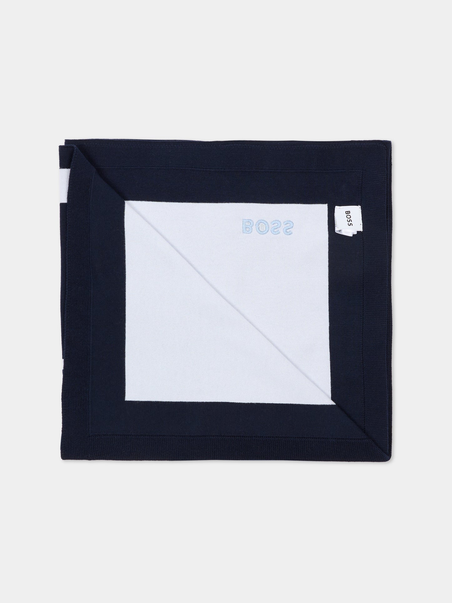 Coperta blu per neonato con logo,Boss,J53095 849