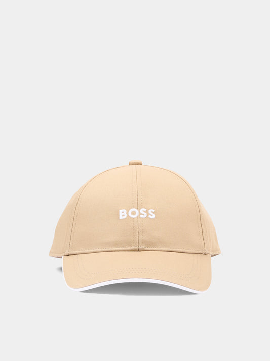 Cappello con visiera beige per bambino con logo,Boss,J53115 249