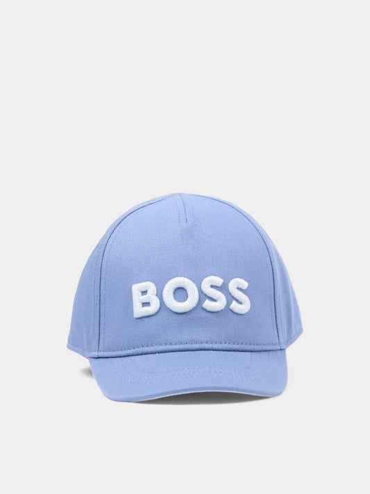 Cappello celeste per neonato con logo,Boss,J53142 881