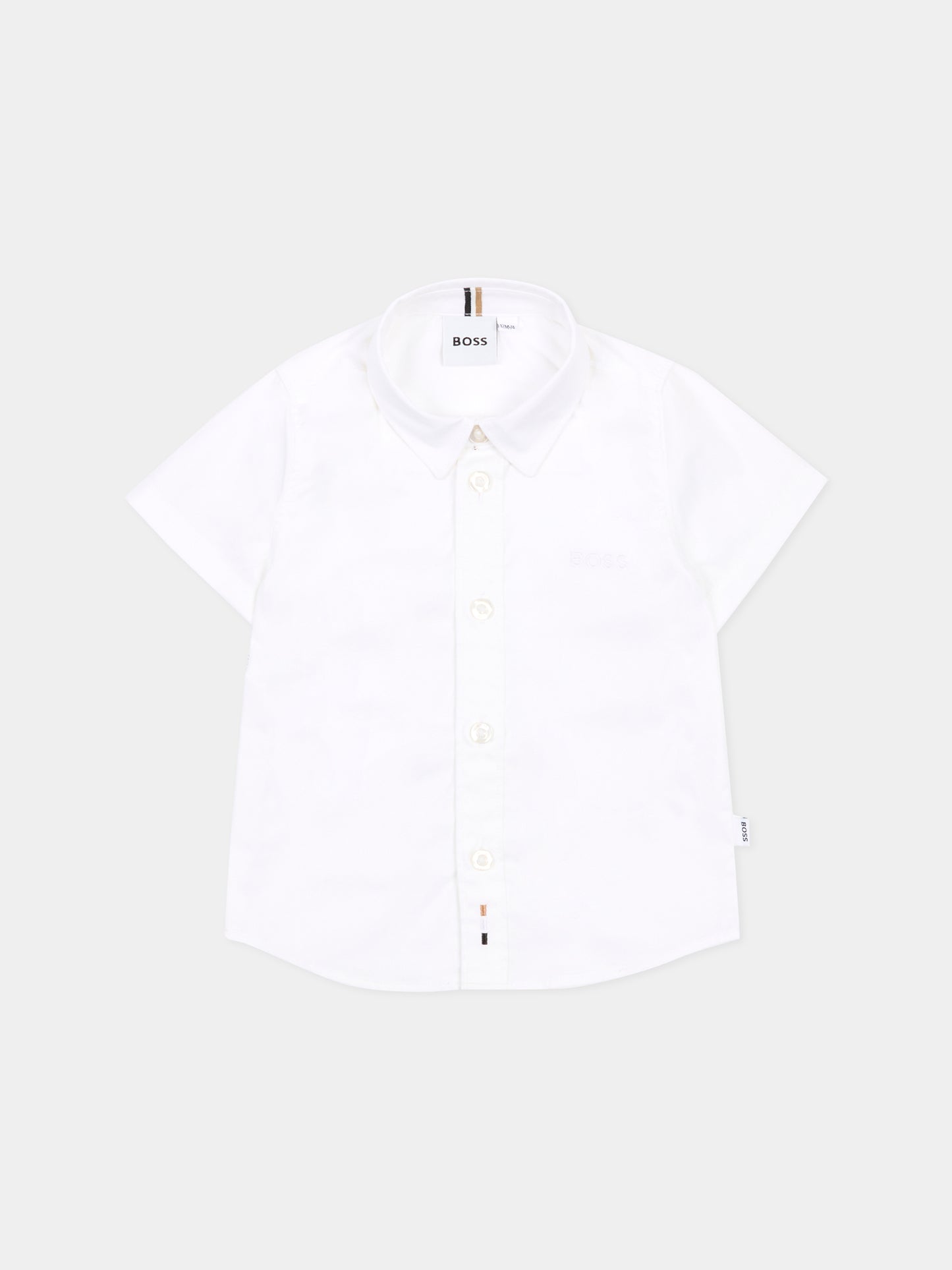 Camicia bianca per neonato con logo ricamato,Boss,J53161 10P