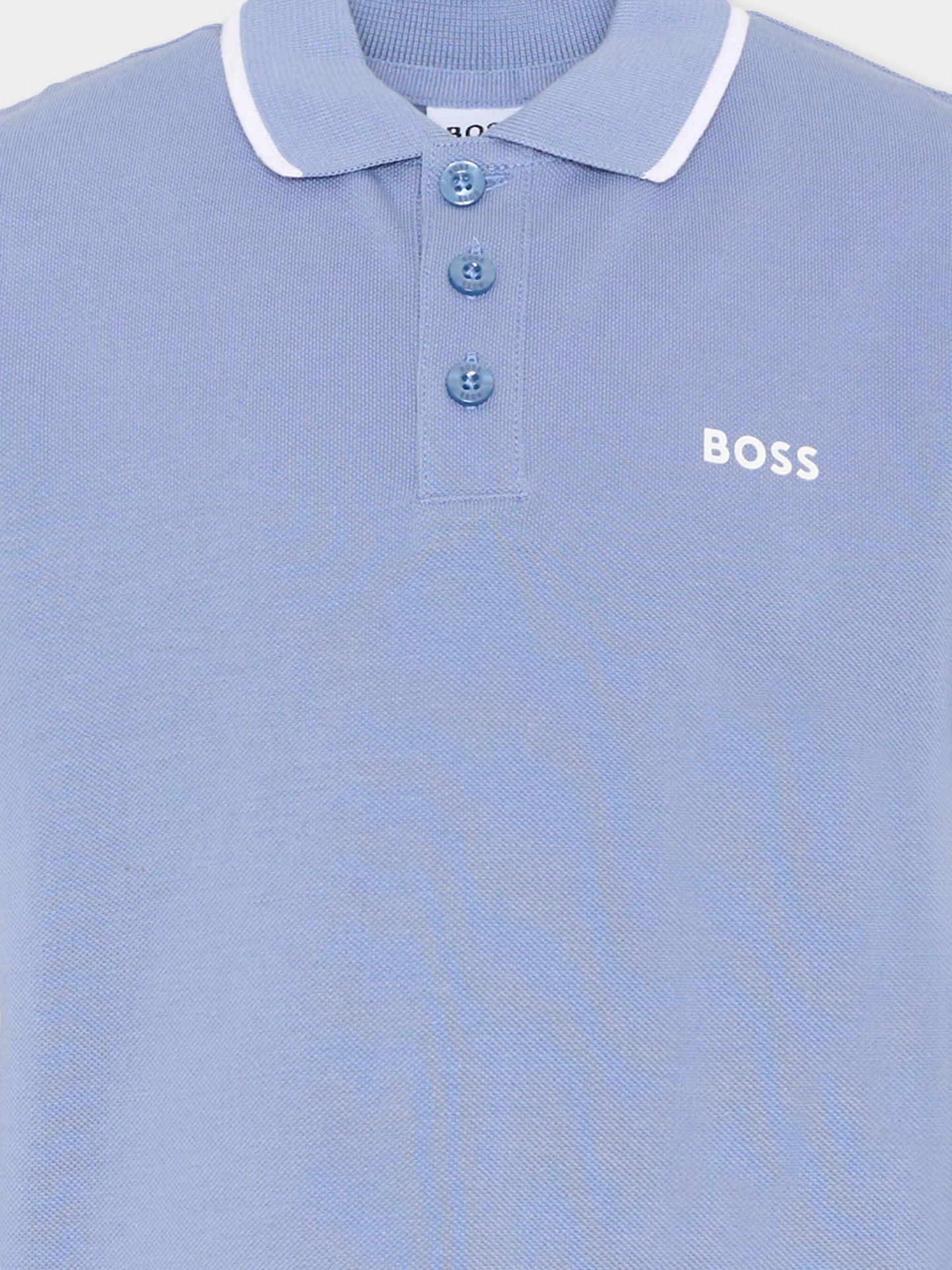 Polo celeste per bambino con logo,Boss,J53169 881