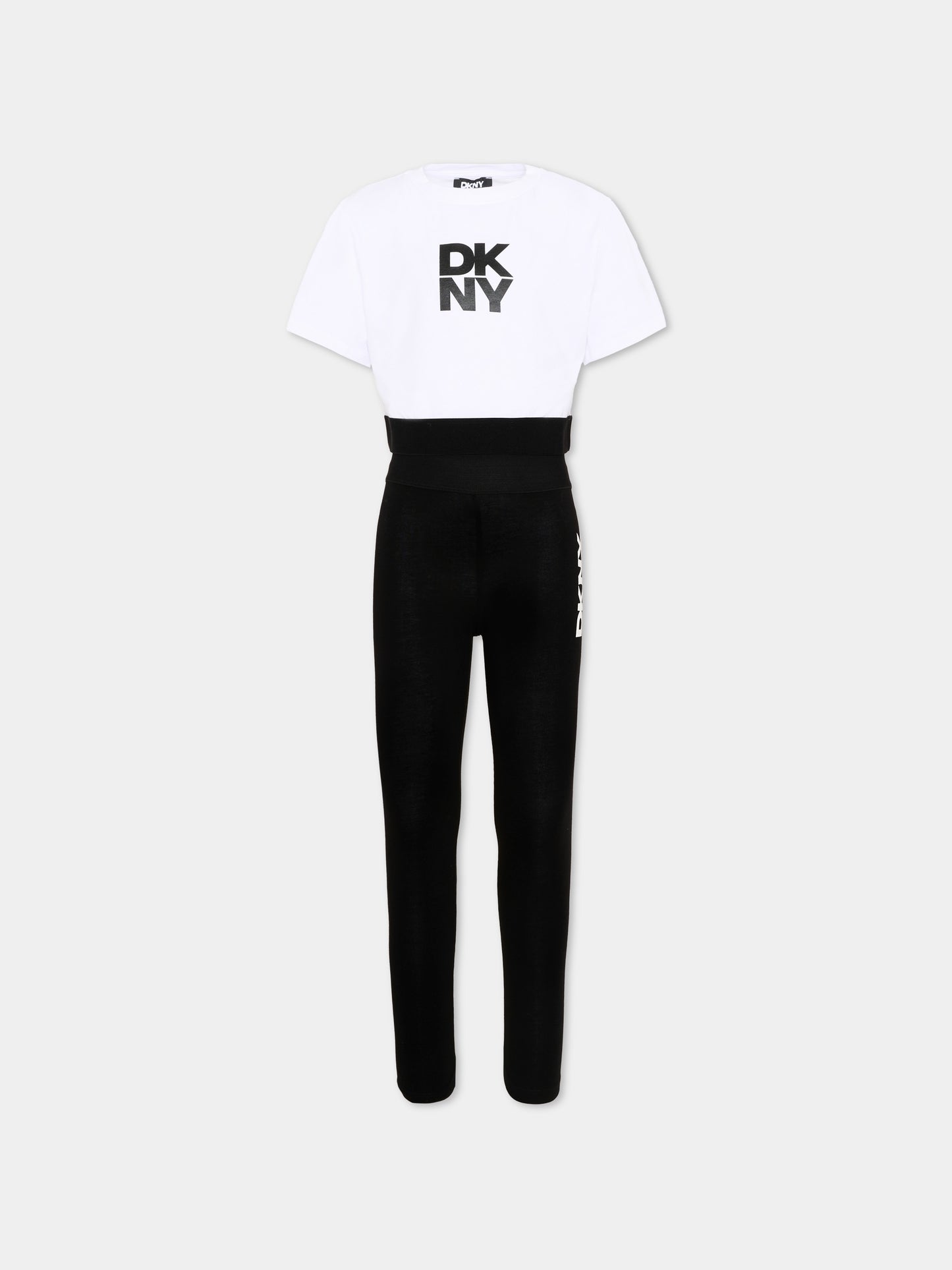 Completo sportivo nero per bambina con logo,Dkny,D62569 N50