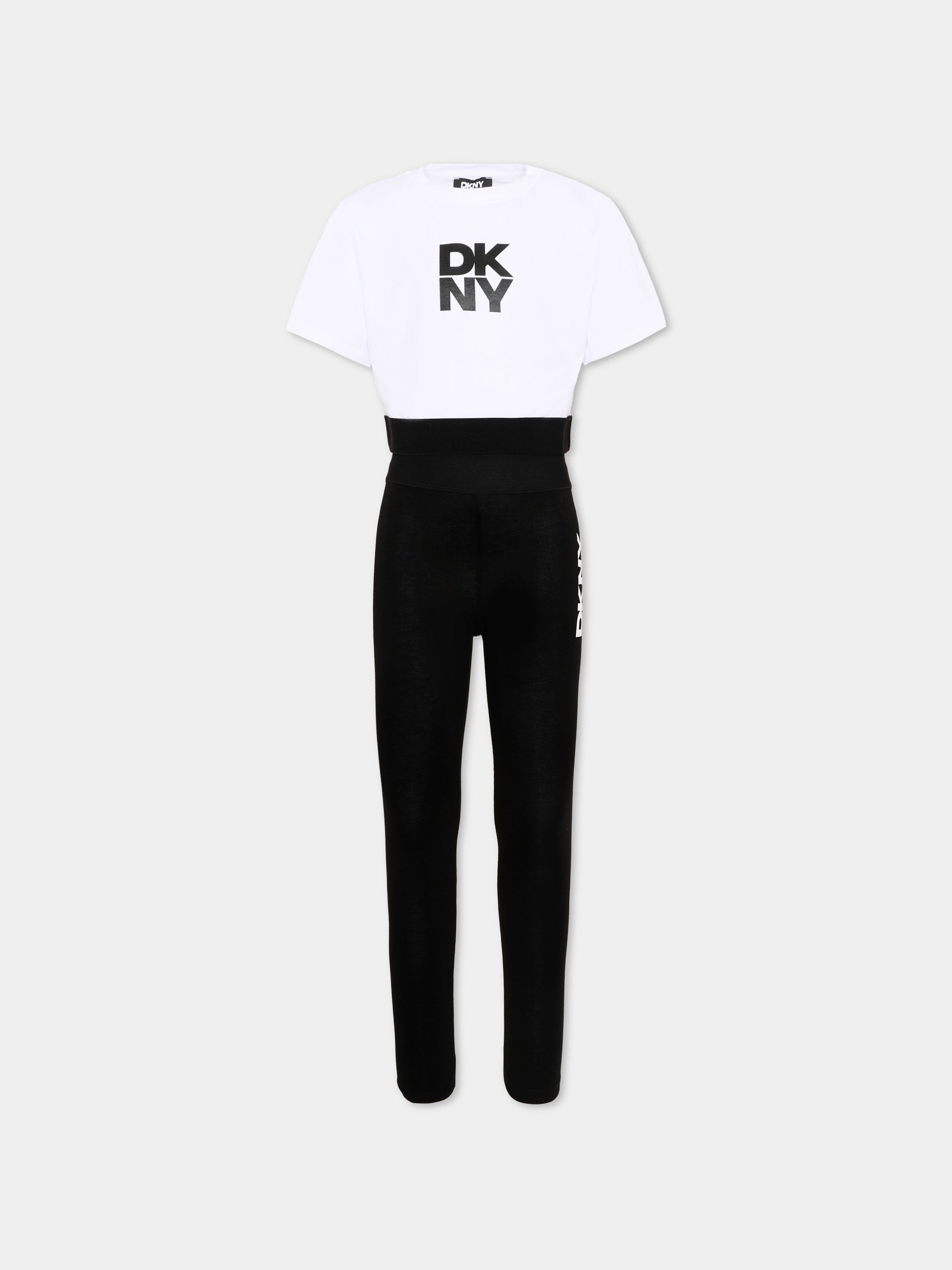 Completo sportivo nero per bambina con logo,Dkny,D62569 N50