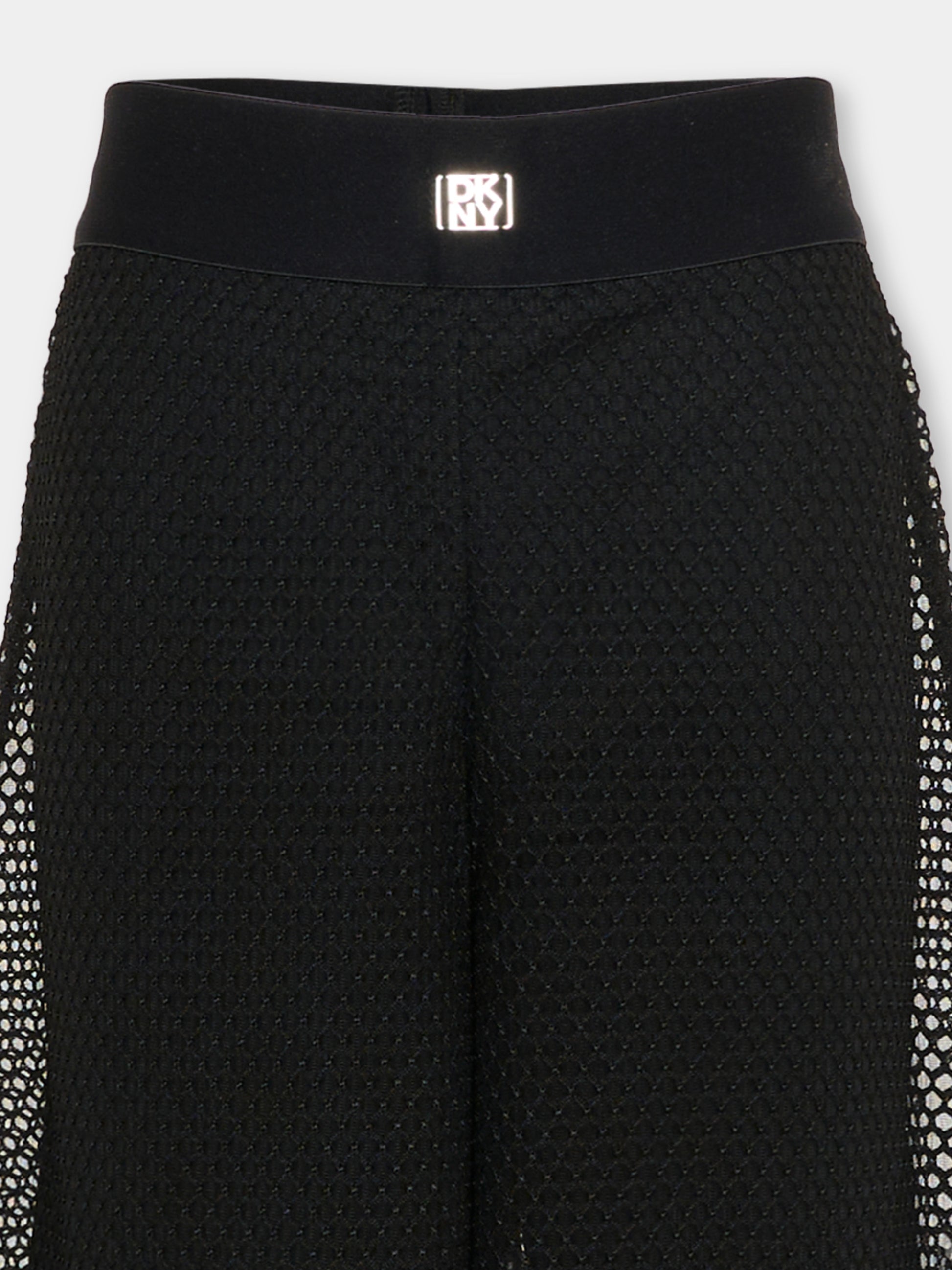 Pantaloni neri per bambina con logo,Dkny,D62580 09B